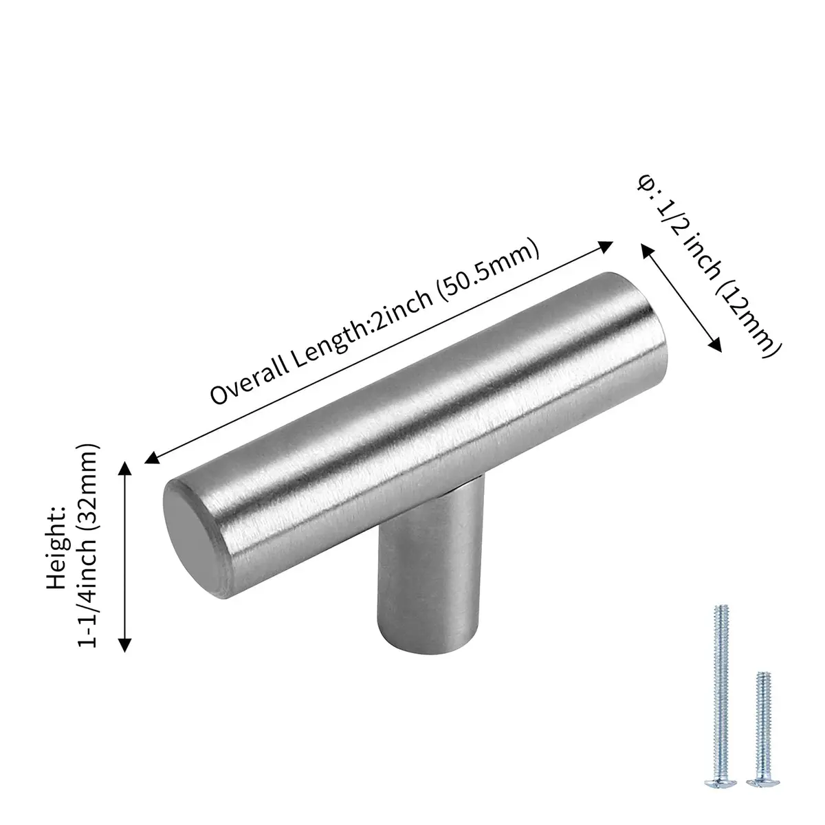 LONTAN 12 Pack Brushed Nickel Cabinet Knobs 2 Inch | Stainless Steel, Easy Install, Long-Lasting Finish - view 2