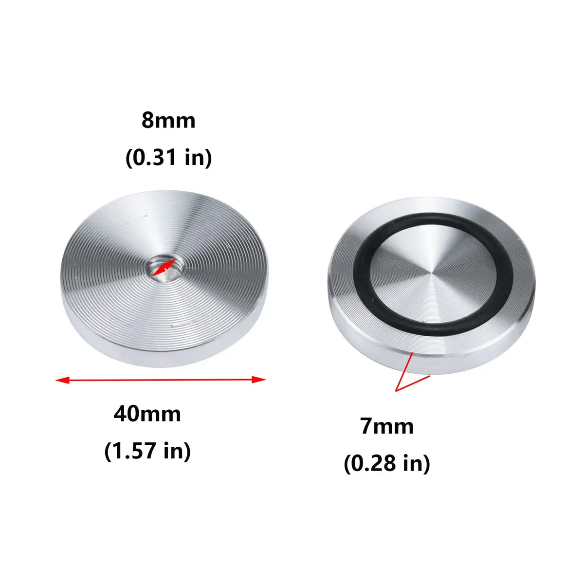Antrader Aluminum Disc with Anti-slip Rubber Ring 40mm x 7mm | Glass Table Top Adapter for Furniture - view 3