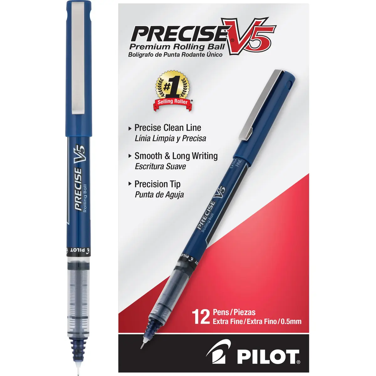PILOT Precise V5 Rollerball Pens 0.5mm | Fine Point, Navy, Pack of 12 - main product image