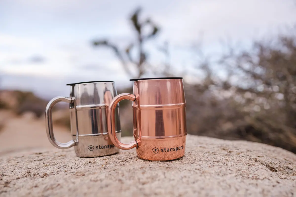 Stansport Stainless Steel Mug - Copper | 16 oz Insulated Camping Cup with Spill-Resistant Lid - view 4