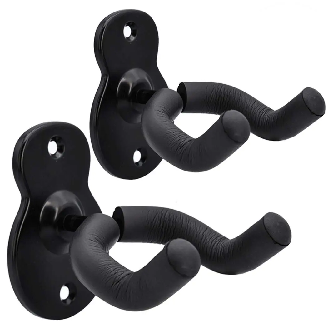Sound harbor Guitar Wall Mount Hanger 2 Pack | Secure Steel Acoustic Electric Bass Guitar Holder - main product image