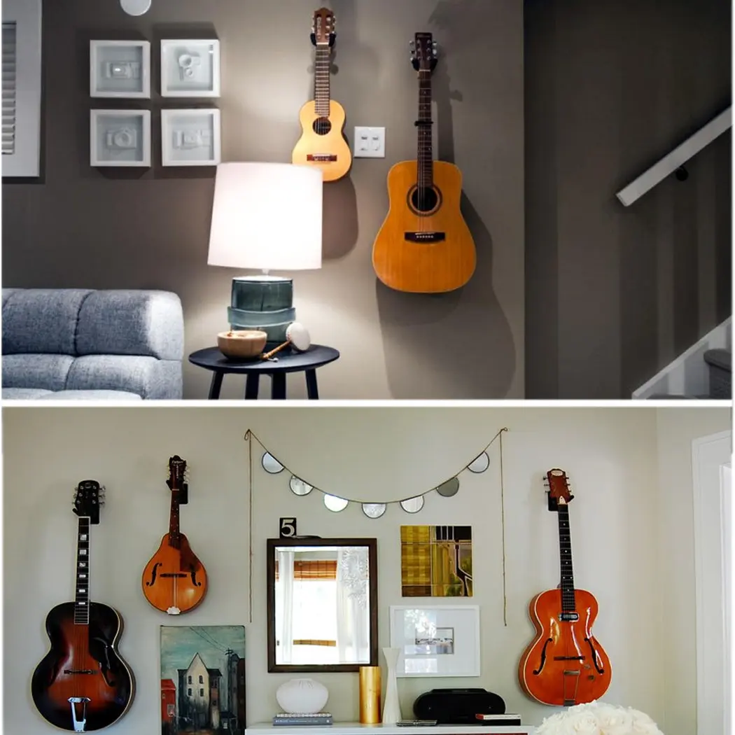 Sound harbor Guitar Wall Mount Hanger 2 Pack | Secure Steel Acoustic Electric Bass Guitar Holder - view 6