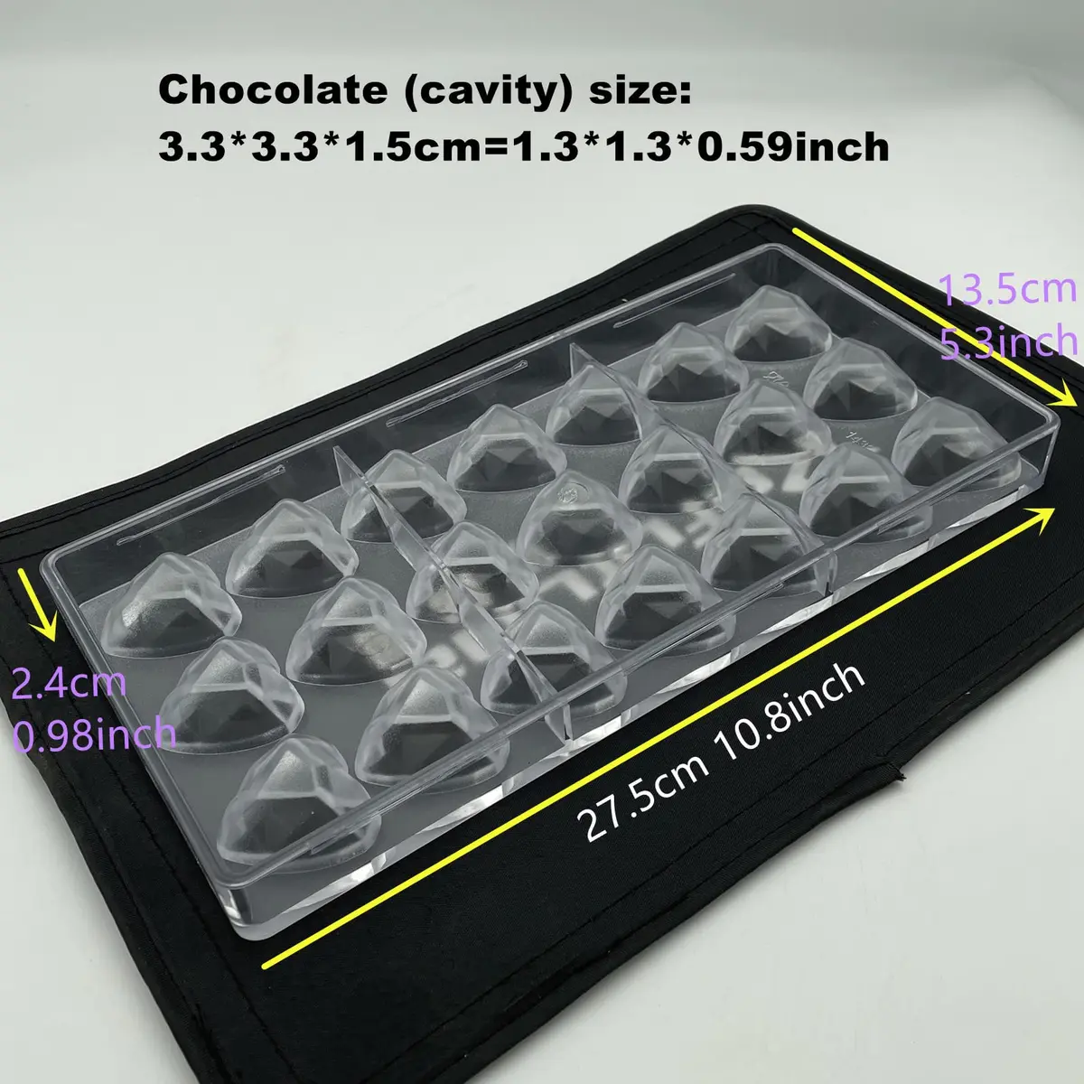Goldbaking 3D Heart Chocolate Polycarbonate Mold 27.5x13.5cm | Durable, Food-Grade Material for Perfect Heart-Shaped Chocolates - view 2