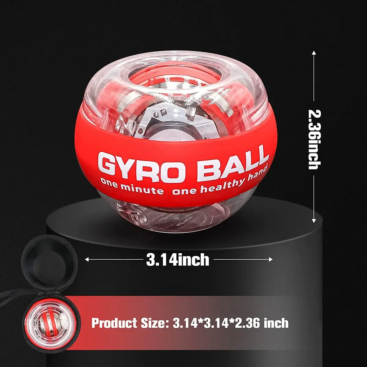 GOZATO Auto-Start Wrist Power Gyro Ball with LED Lights, Forearm Exerciser 163g (0.36 lb) | Grips and Strengthens Hands - view 2
