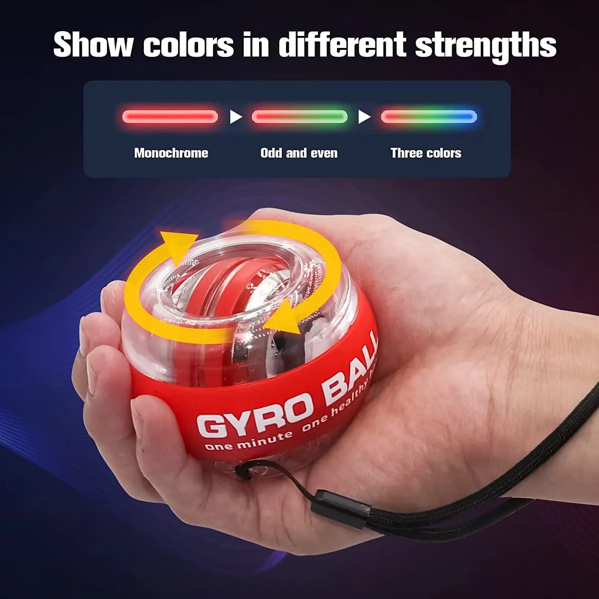 GOZATO Auto-Start Wrist Power Gyro Ball with LED Lights, Forearm Exerciser 163g (0.36 lb) | Grips and Strengthens Hands - view 3