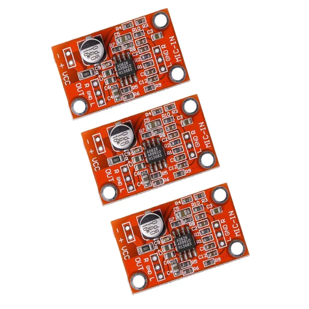 Acxico AD828 Stereo Microphone Preamplifier Board 3 Pcs | DC 3.8V-15V MIC Preamp Module - main product image