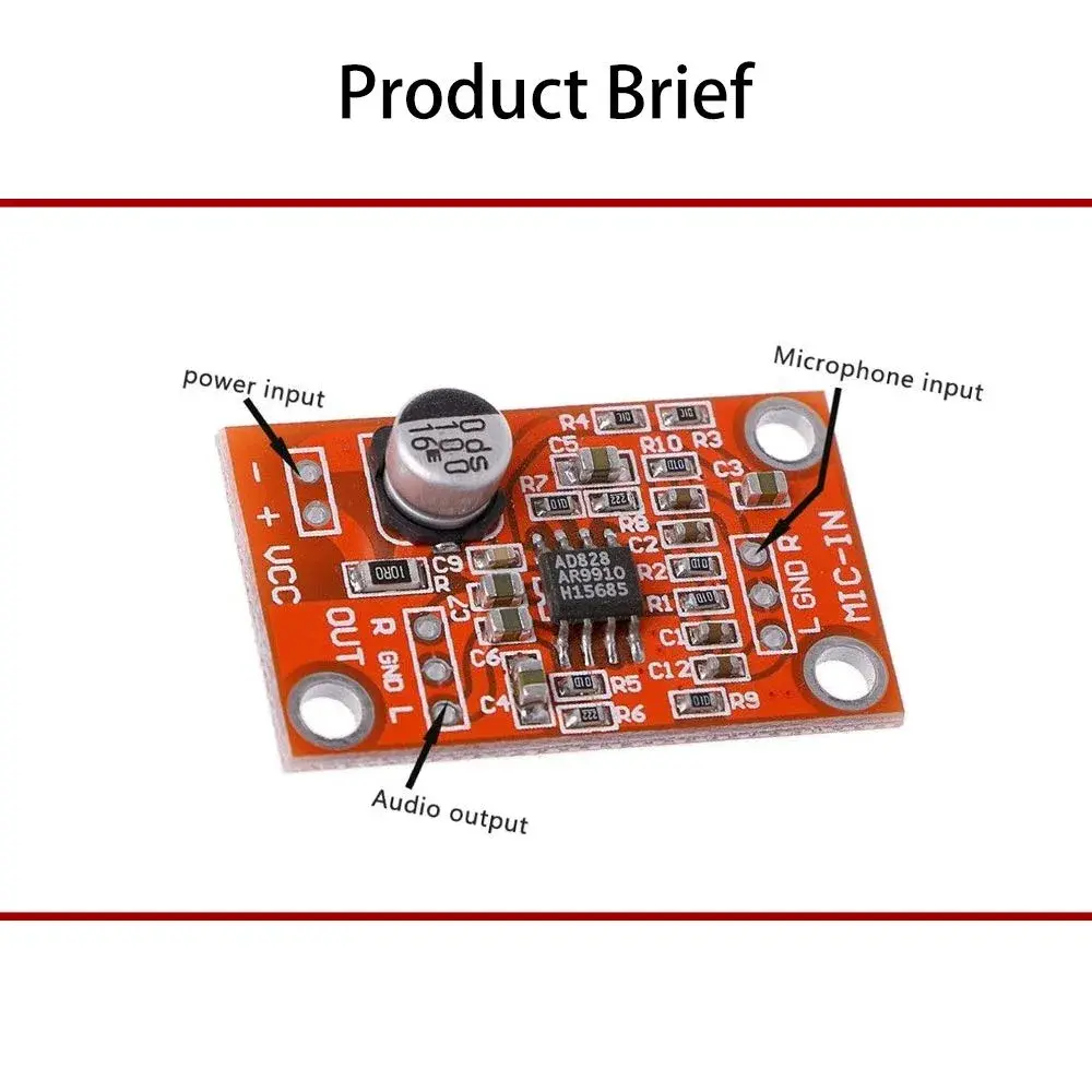 Acxico AD828 Stereo Microphone Preamplifier Board 3 Pcs | DC 3.8V-15V MIC Preamp Module - view 2