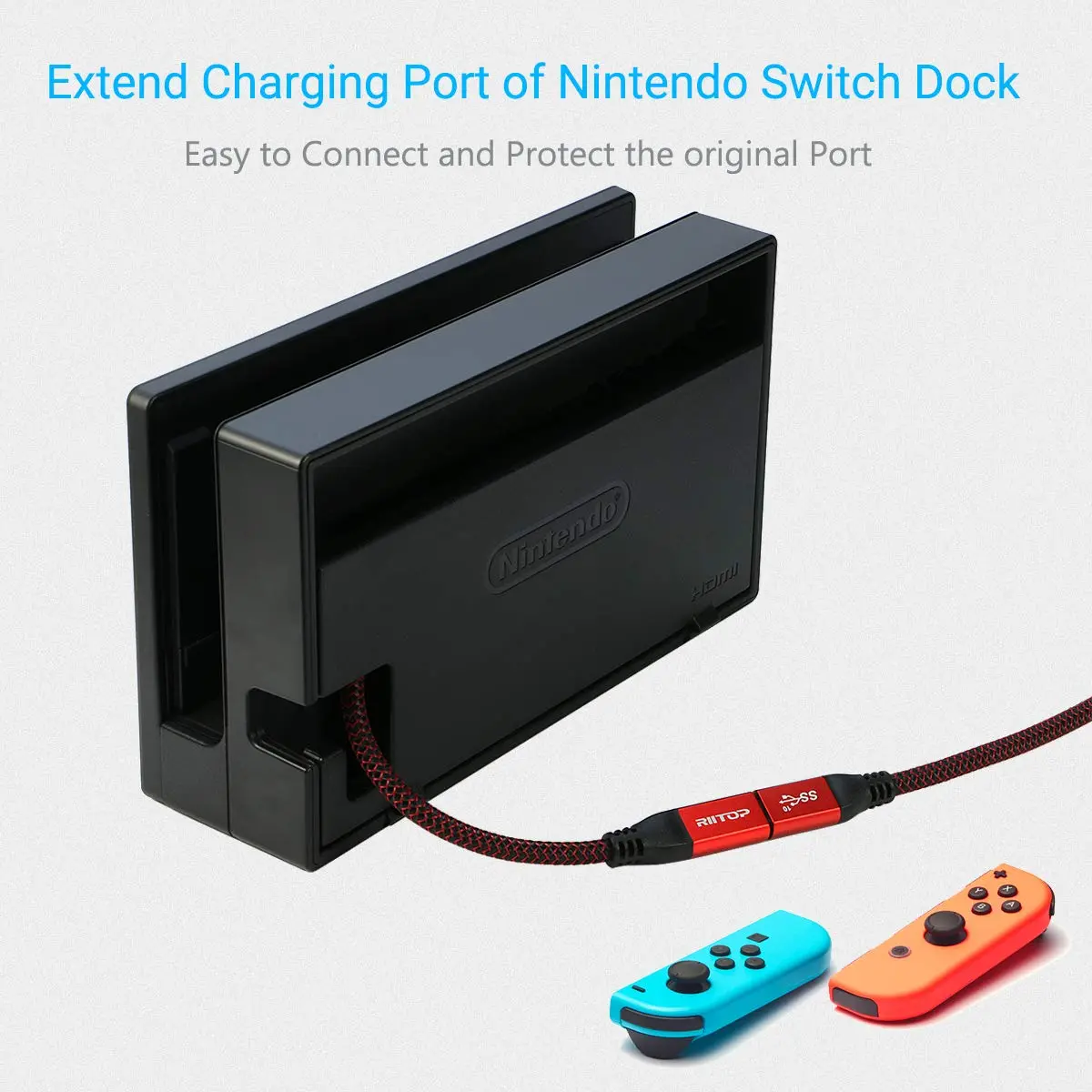 RIITOP USB C Extension Cable Short 2-Pack | 7.8inch Braided Cord for Nintendo Switch, MacBook Pro, Data & Charging - view 4