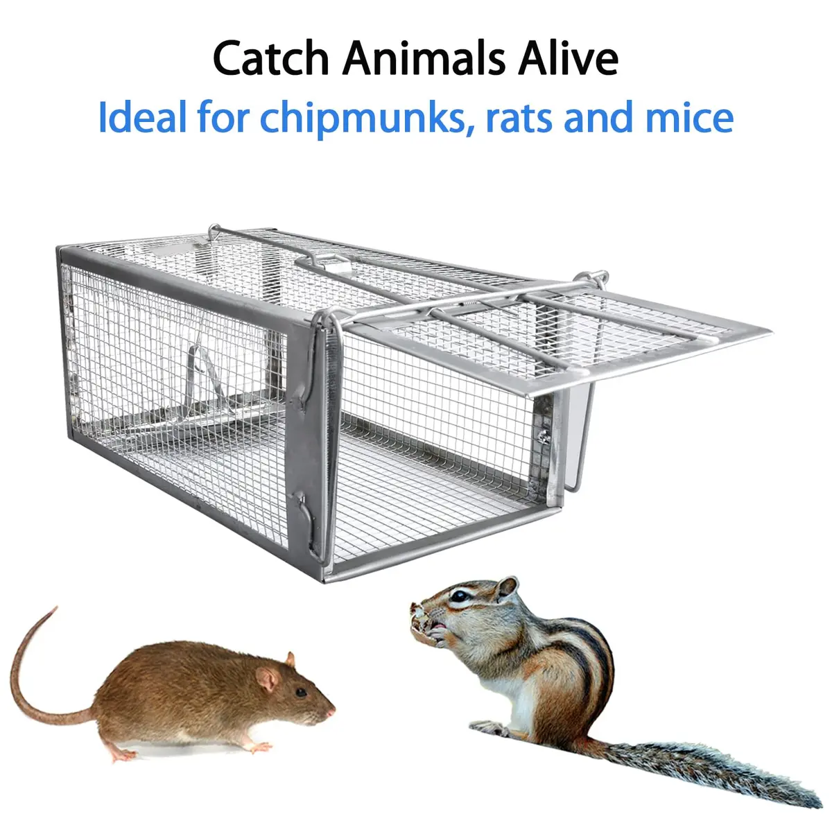 Gingbau Humane 2-Pack Rat Traps for Indoor & Outdoor Use | Live Chipmunk & Mouse Catch & Release - view 2