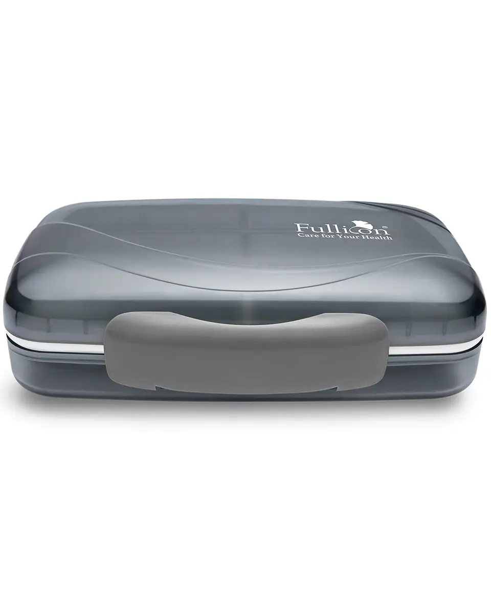 Fullicon Moisture Proof Travel Pill Organizer, 8 Compartments, Grey | Jumbo 8 Compartments, Airtight & Moistureproof - main product image