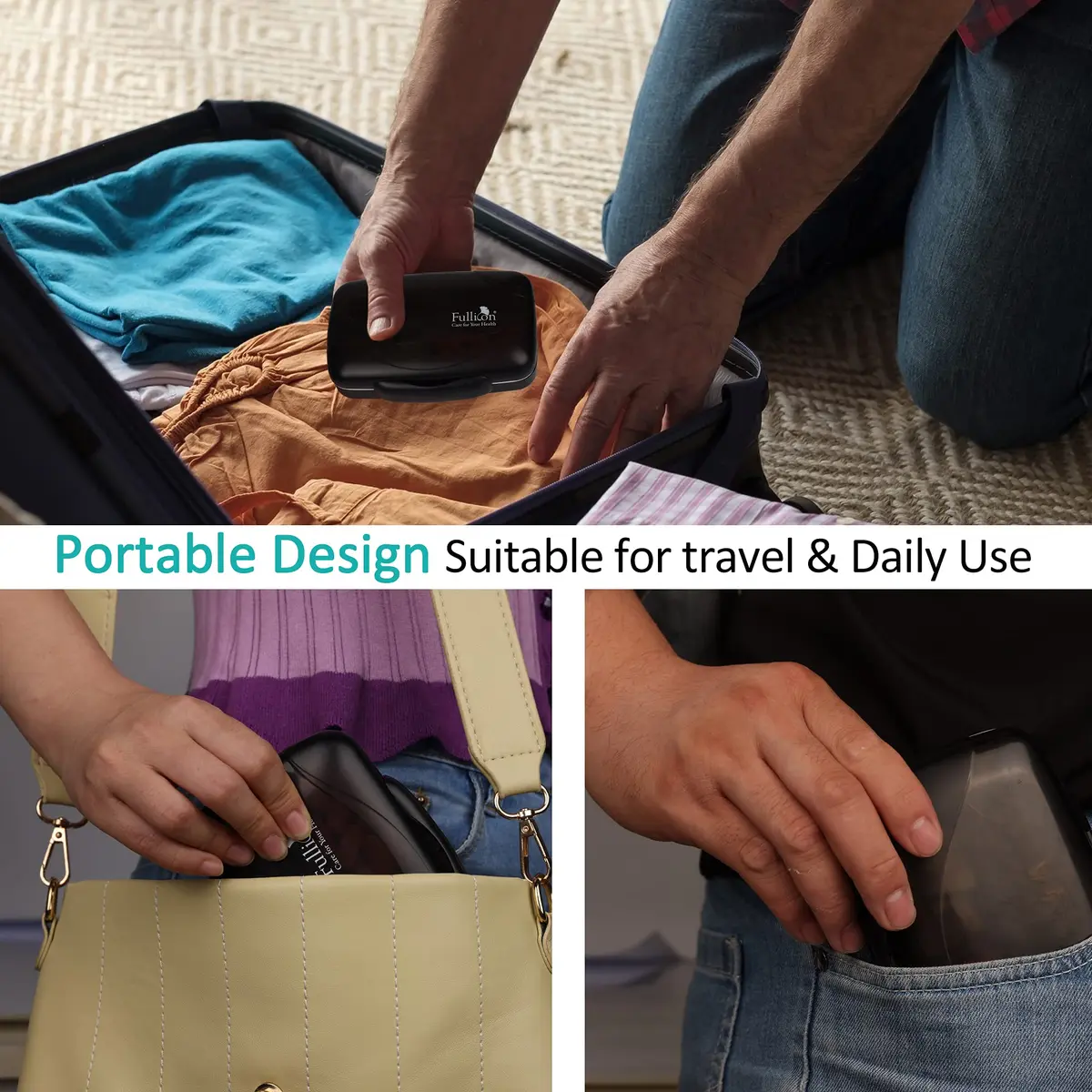 Fullicon Moisture Proof Travel Pill Organizer, 8 Compartments, Grey | Jumbo 8 Compartments, Airtight & Moistureproof - view 6