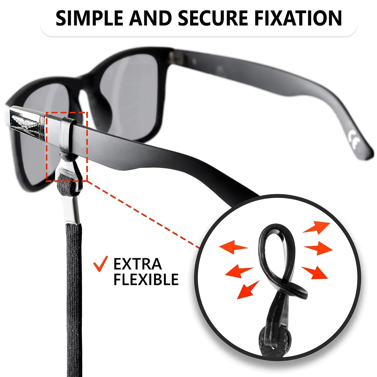SIGONNA Eyeglasses String Holder Strap - Eyewear Chain & Lanyard for Men Women | 27" Adjustable Black - view 4