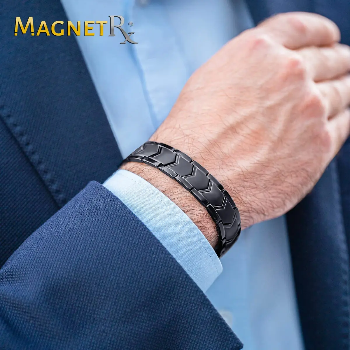 MagnetRX Ultra Strength Magnetic Bracelet for Men (Black) 23cm (9.0 inches) | 38 x 3500 Gauss Neodymium Magnets - view 7