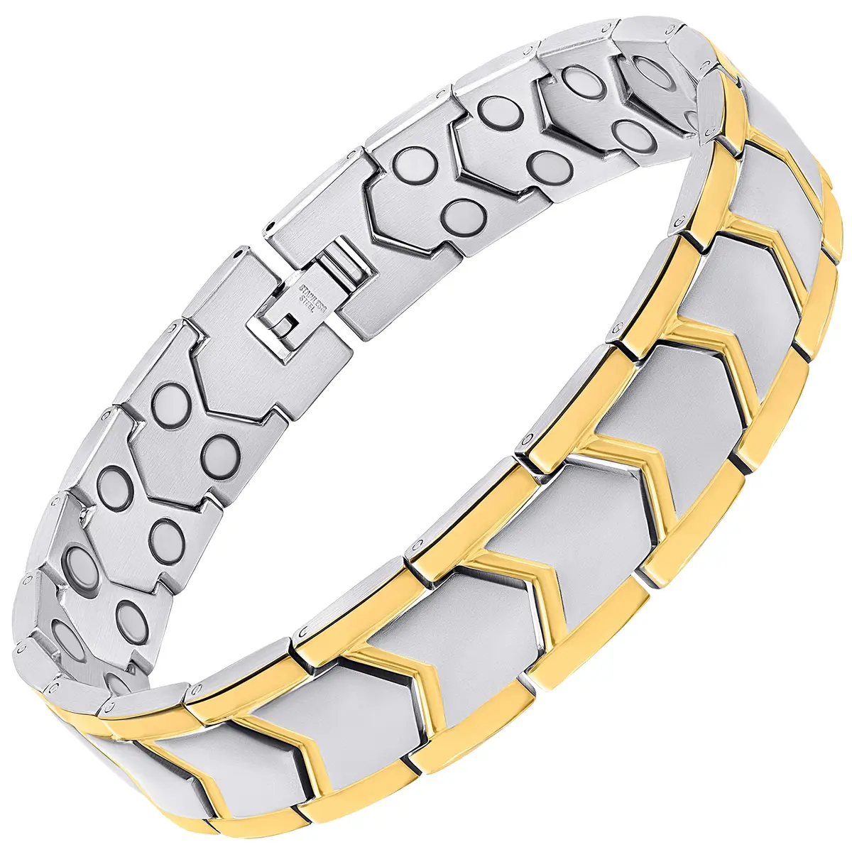 MagnetRX Ultra Strength Magnetic Bracelet for Men Gold/Silver 23cm (9 inches) | 38 Gauss Magnets for Wellbeing - view 9