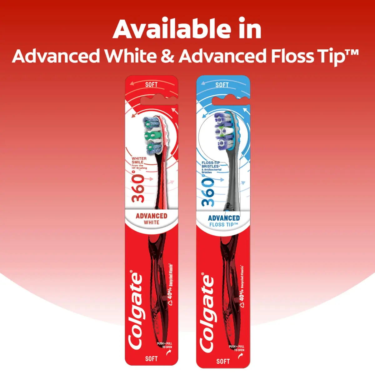 Colgate 360 Advanced Whitening Soft Toothbrush Pack with Cheek and Tongue Cleaner, 4 Count | Dermatologist Tested - view 6