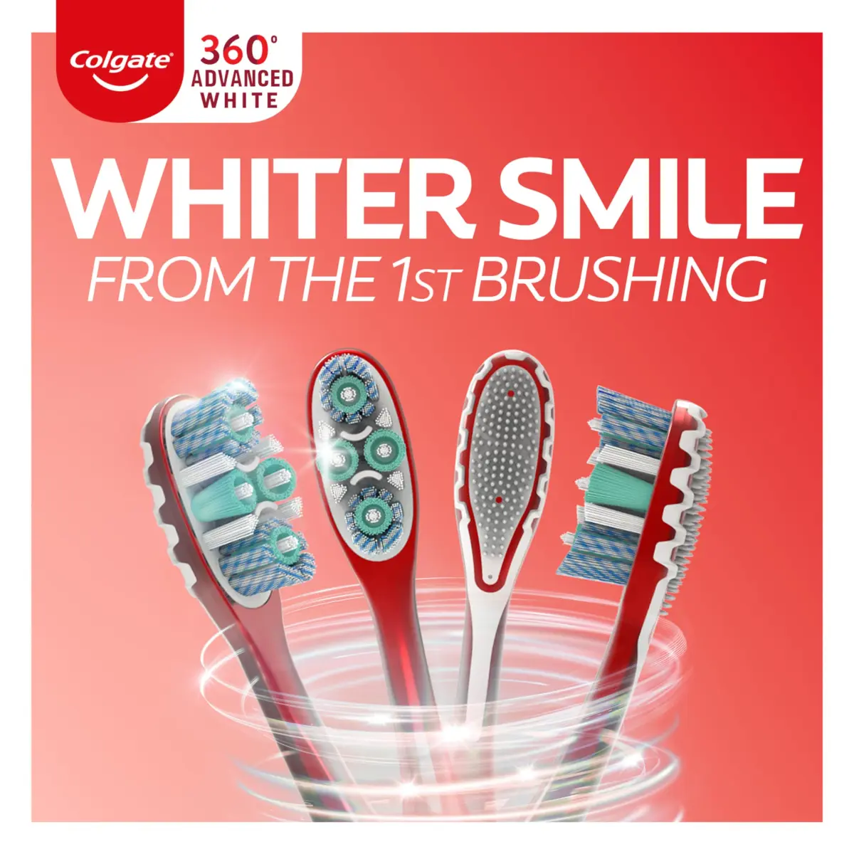 Colgate 360 Advanced Whitening Soft Toothbrush Pack with Cheek and Tongue Cleaner, 4 Count | Dermatologist Tested - view 2