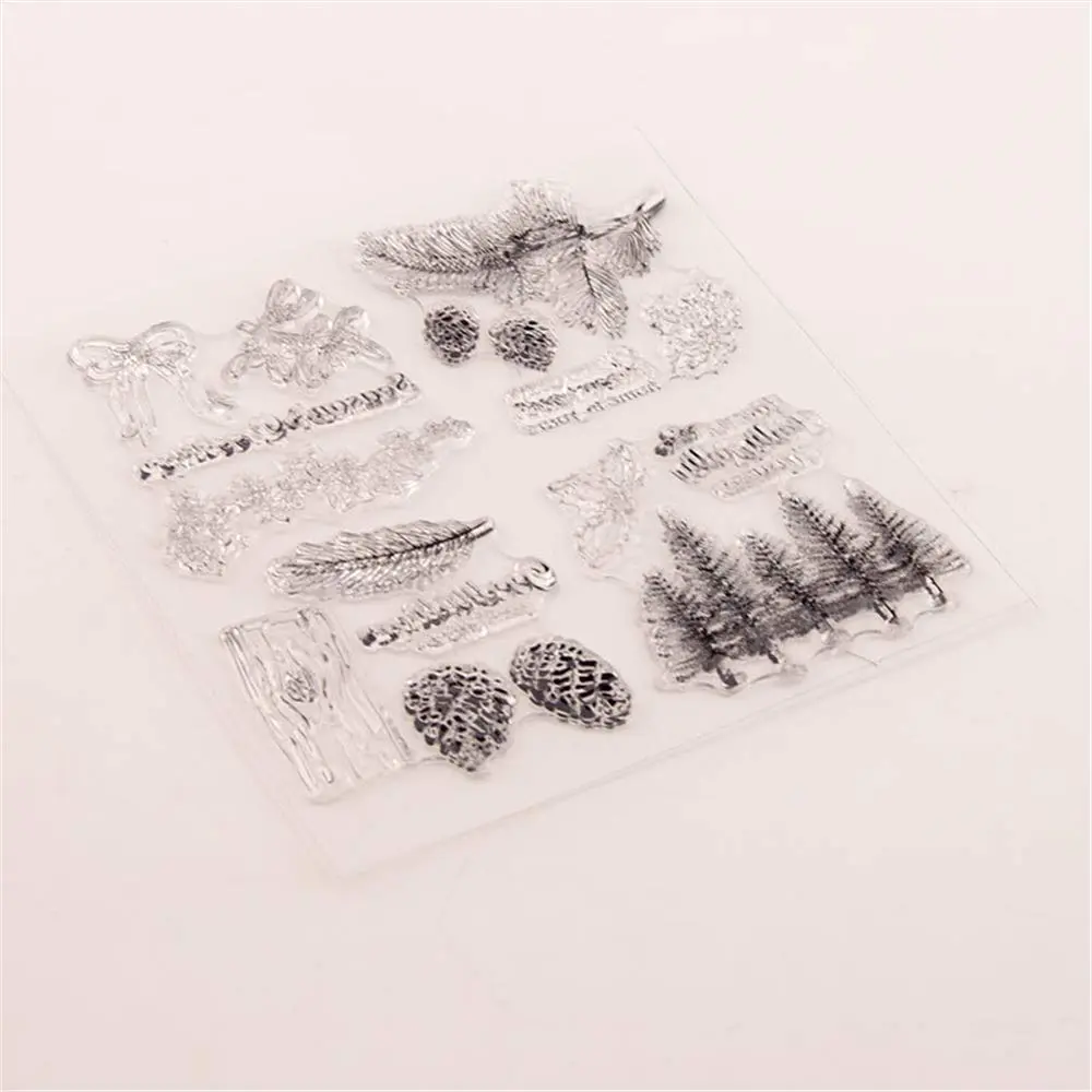 LZBRDY Christmas Trees Branch Leaves Pine Cones Bow Clear Rubber Stamps | Festive Holiday Crafting - view 5