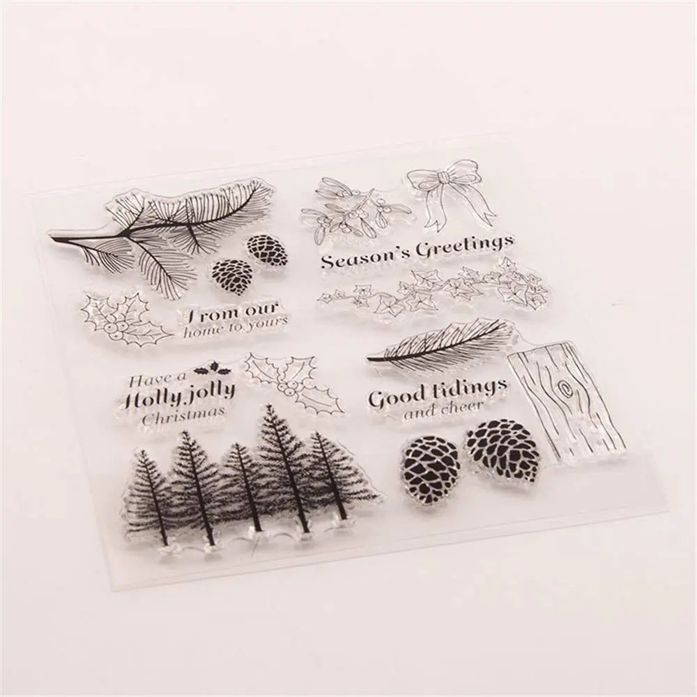 LZBRDY Christmas Trees Branch Leaves Pine Cones Bow Clear Rubber Stamps | Festive Holiday Crafting - view 6
