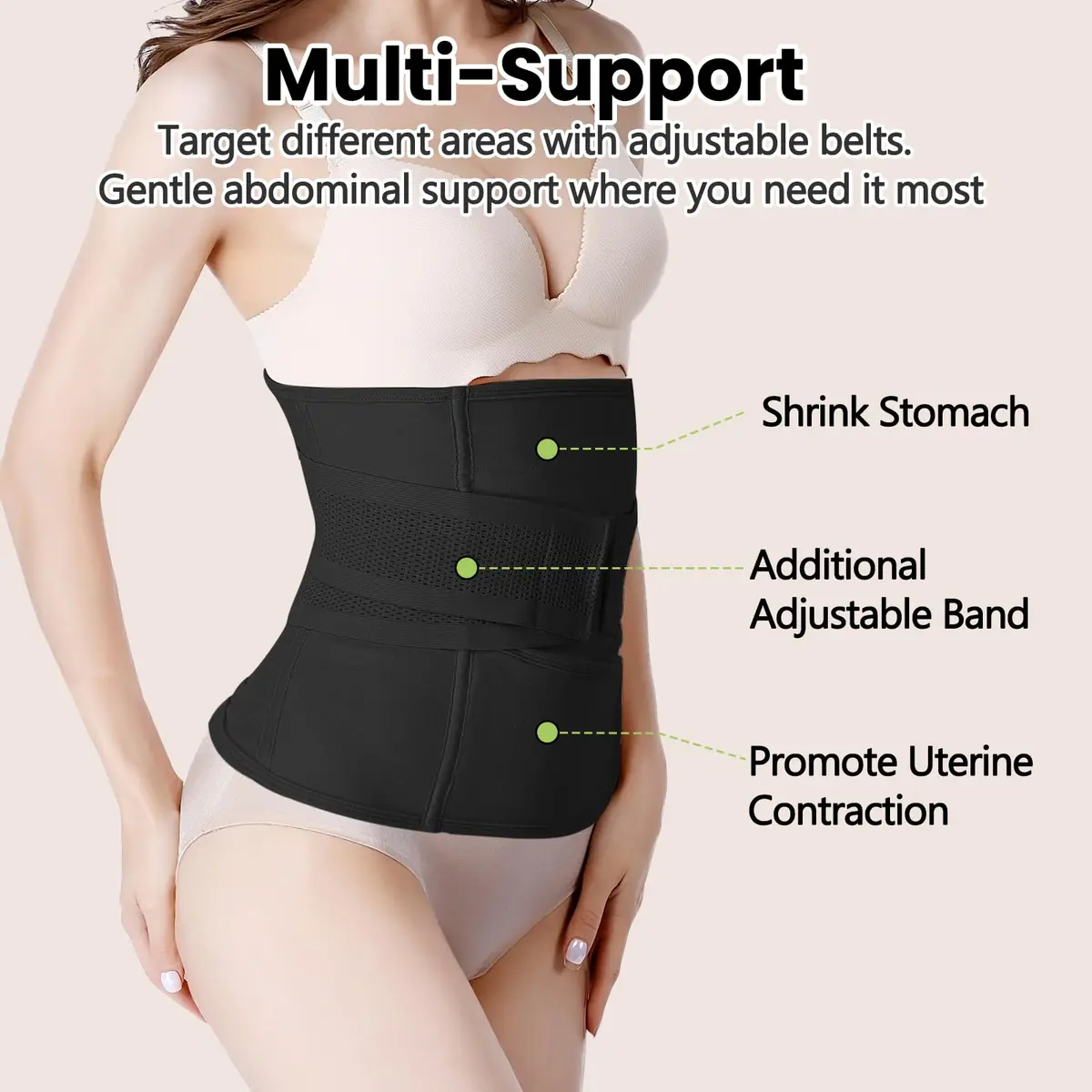 Gepoetry Postpartum Recovery Belt Belly Wrap for C-Section & Natural Birth - Black, L (33"-40" Waist) - view 4