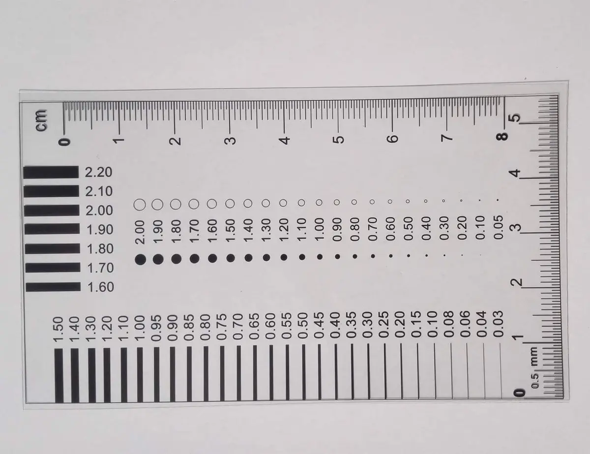 Wintersweetex SEC Size Estimation Chart Scratch Measure Defect Compare Film (2220s) | Precise Photographic Technology - main product image