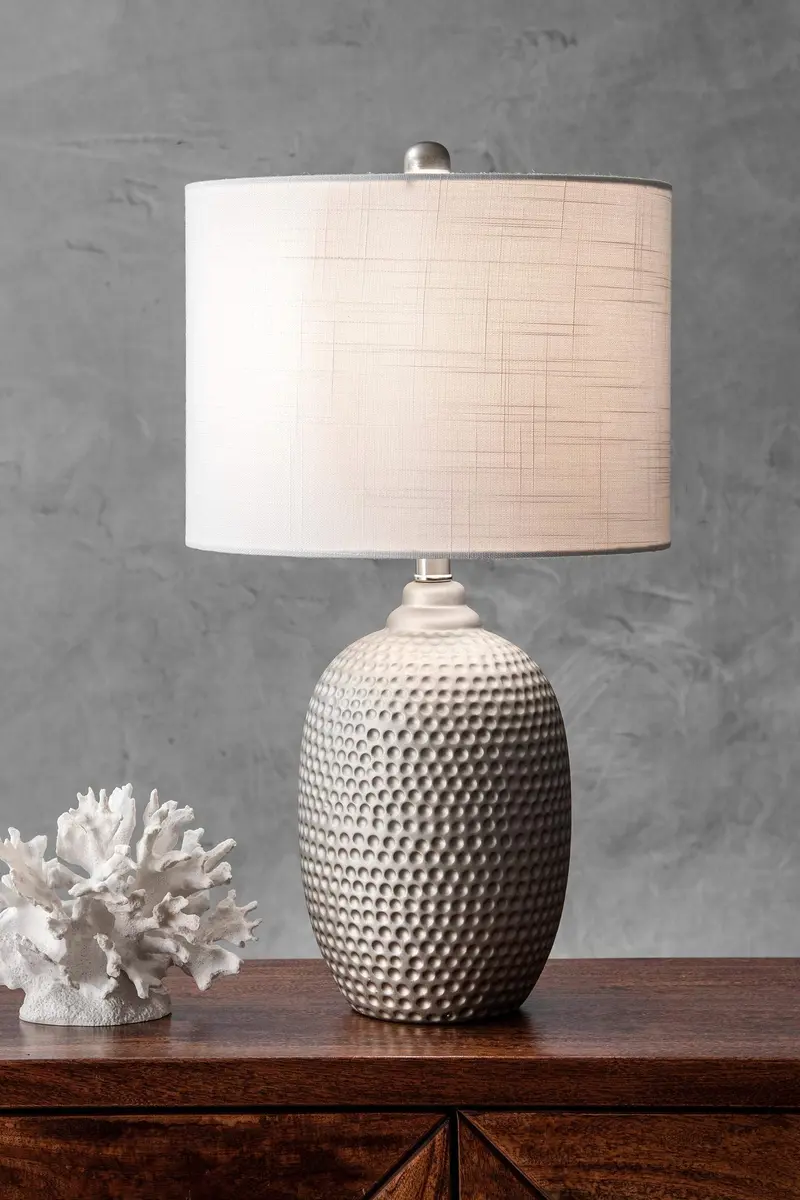 nuLOOM Oakland 21" Metal Table Lamp | Modern Design with 3-Way Switch, Gray Finish - main product image