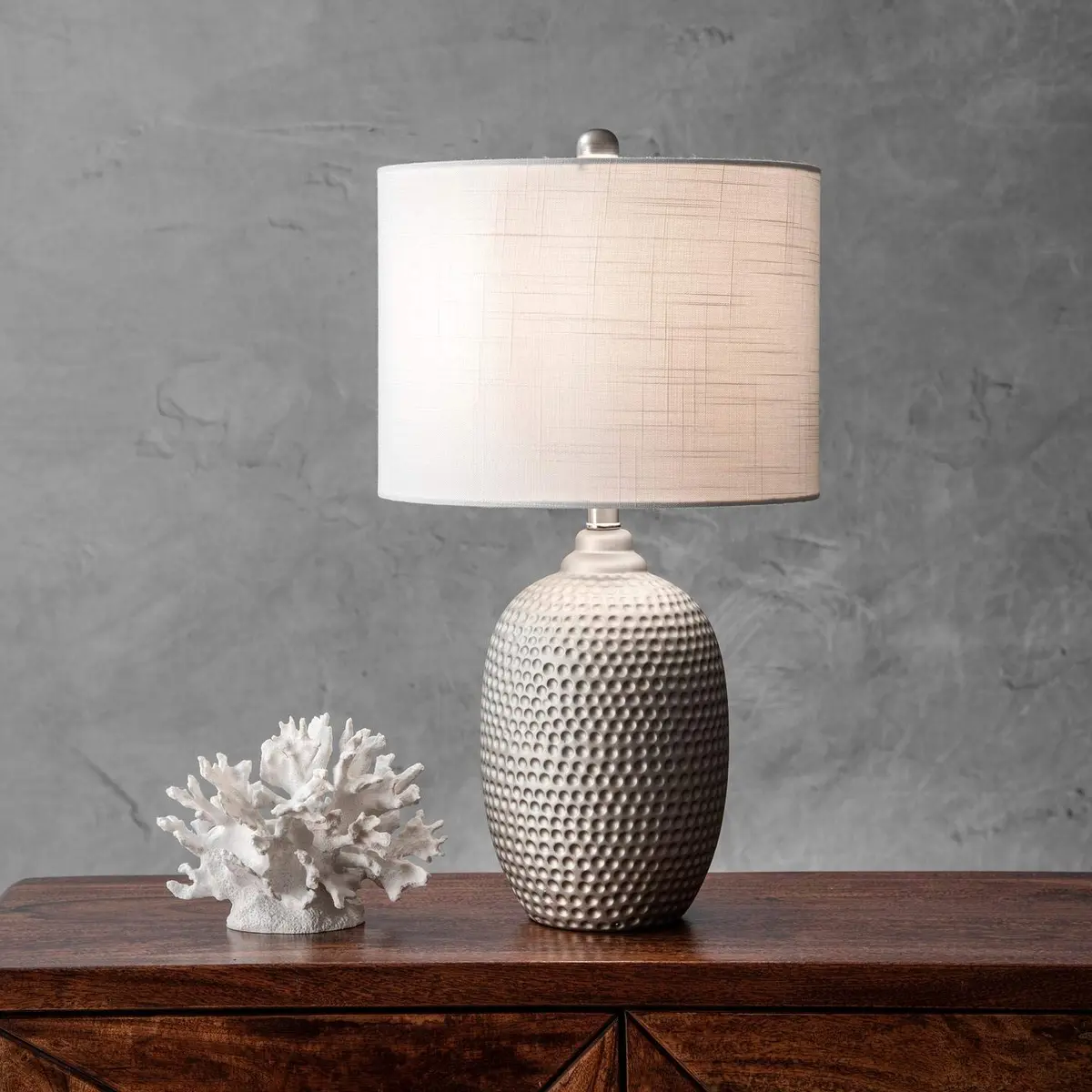 nuLOOM Oakland 21" Metal Table Lamp | Modern Design with 3-Way Switch, Gray Finish - view 2