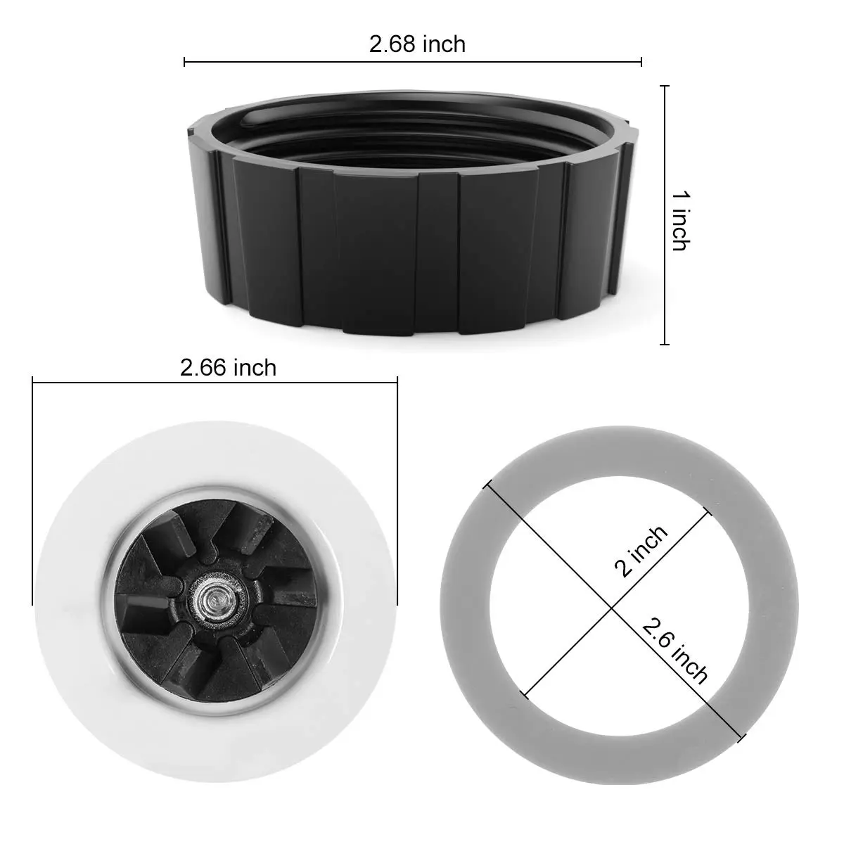 Aooba Blender Replacement Parts Set with 4-Point Blade, Jar Base, and 2 O-Ring Seals for Hamilton Beach Blenders | 13 cm (5 Inch) Diameter - view 2