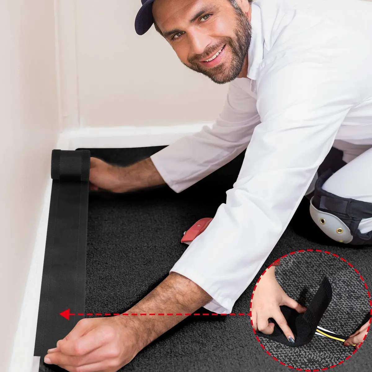 WILLBOND Carpet Cord Cover Cable Protector 19.69 Ft | Floor Cable Management for Organized, Trip-Free Floors - view 6