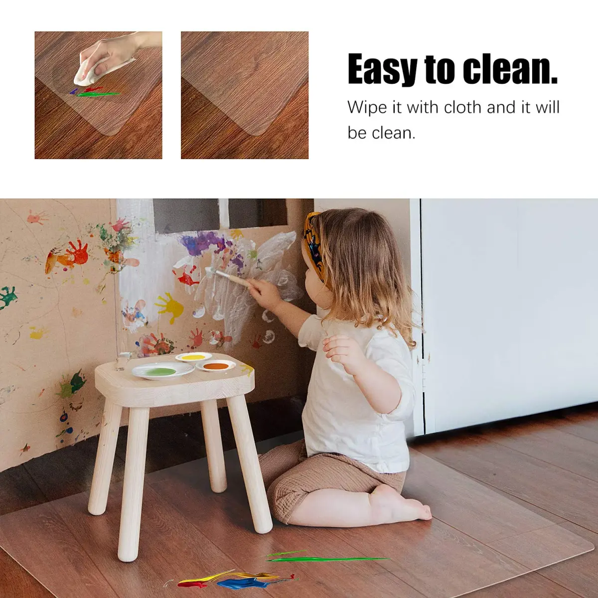 Kuyal Clear Chair Mat for Hardwood Floor 30 x 48 inches Rectangle | Protects Wood, Tile, Laminate Floors - view 3
