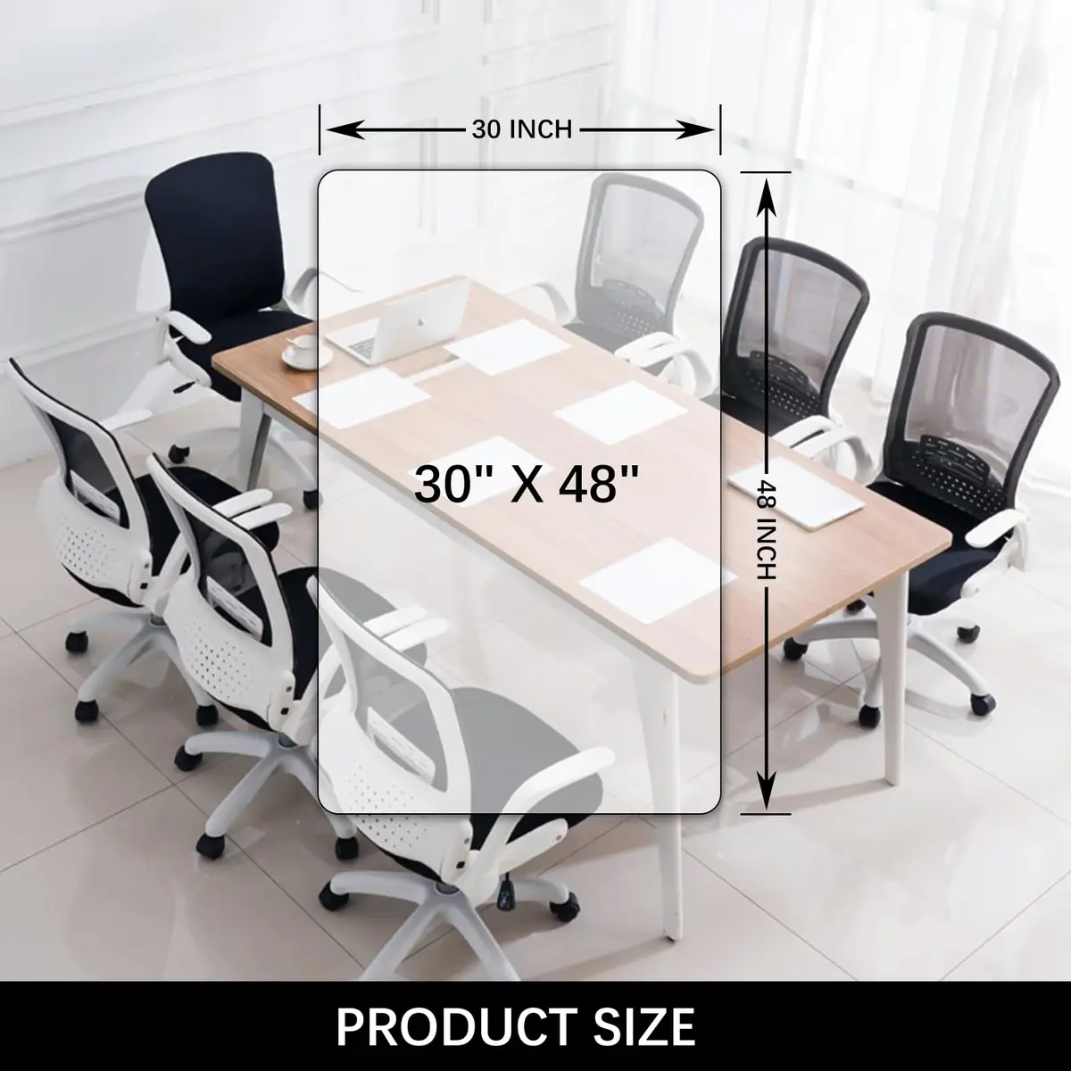 Kuyal Clear Chair Mat for Hardwood Floor 76cm x 122cm (30" x 48") | Protects Floors from Scuffs & Scratches - view 7