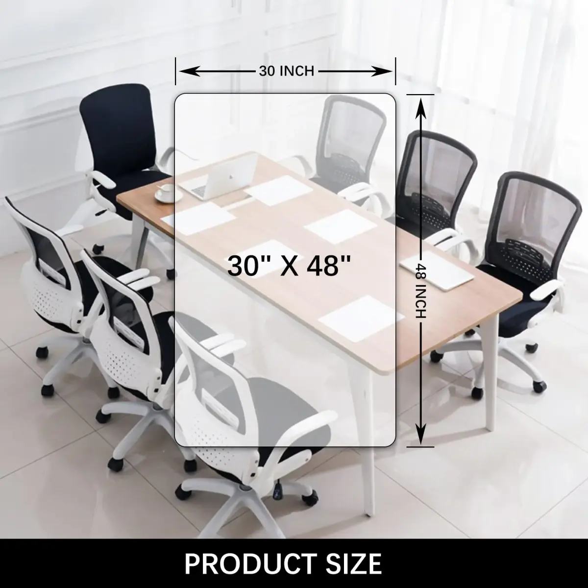 Kuyal Clear Chair Mat for Hardwood Floor 30 x 48 inches Rectangle | Protects Wood, Tile, Laminate Floors - view 7
