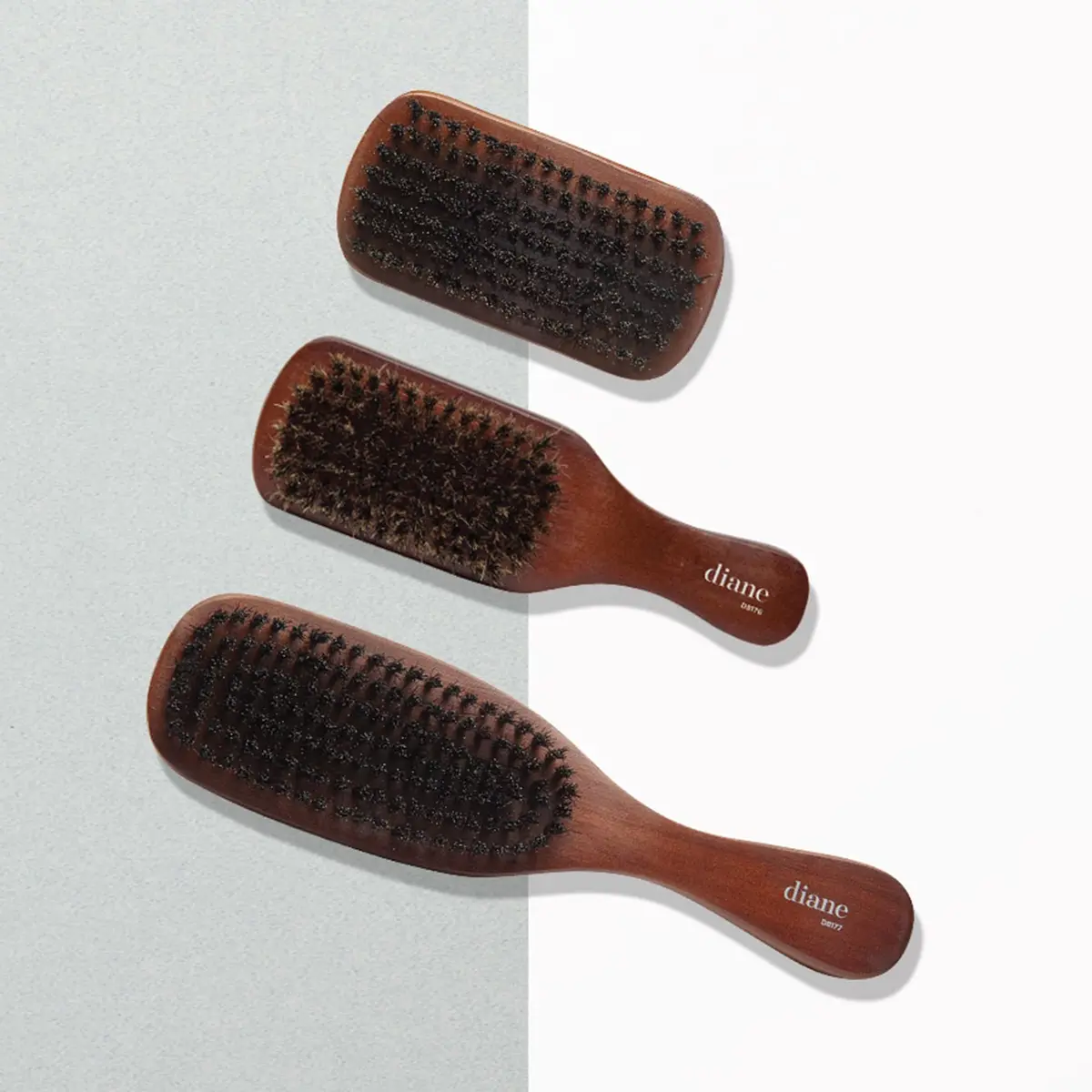 Diane Reinforced Boar Bristle Curved Military Wave Brush for Men & Barbers | Medium Bristles for Thick & Curly Hair - view 5