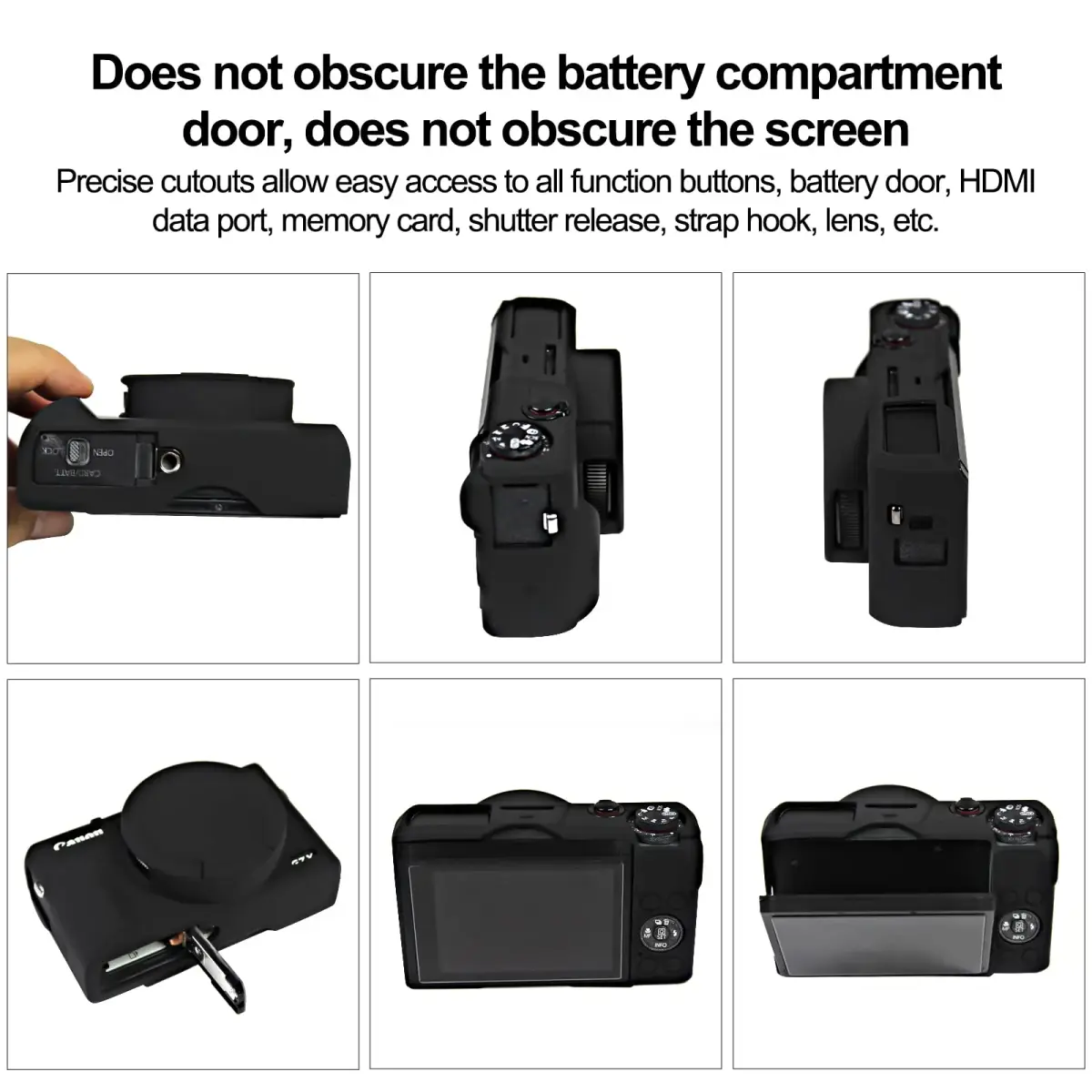 Easy Hood Black Silicone Camera Case for Canon G7X Mark III | Enhanced Grip & Protection - view 6