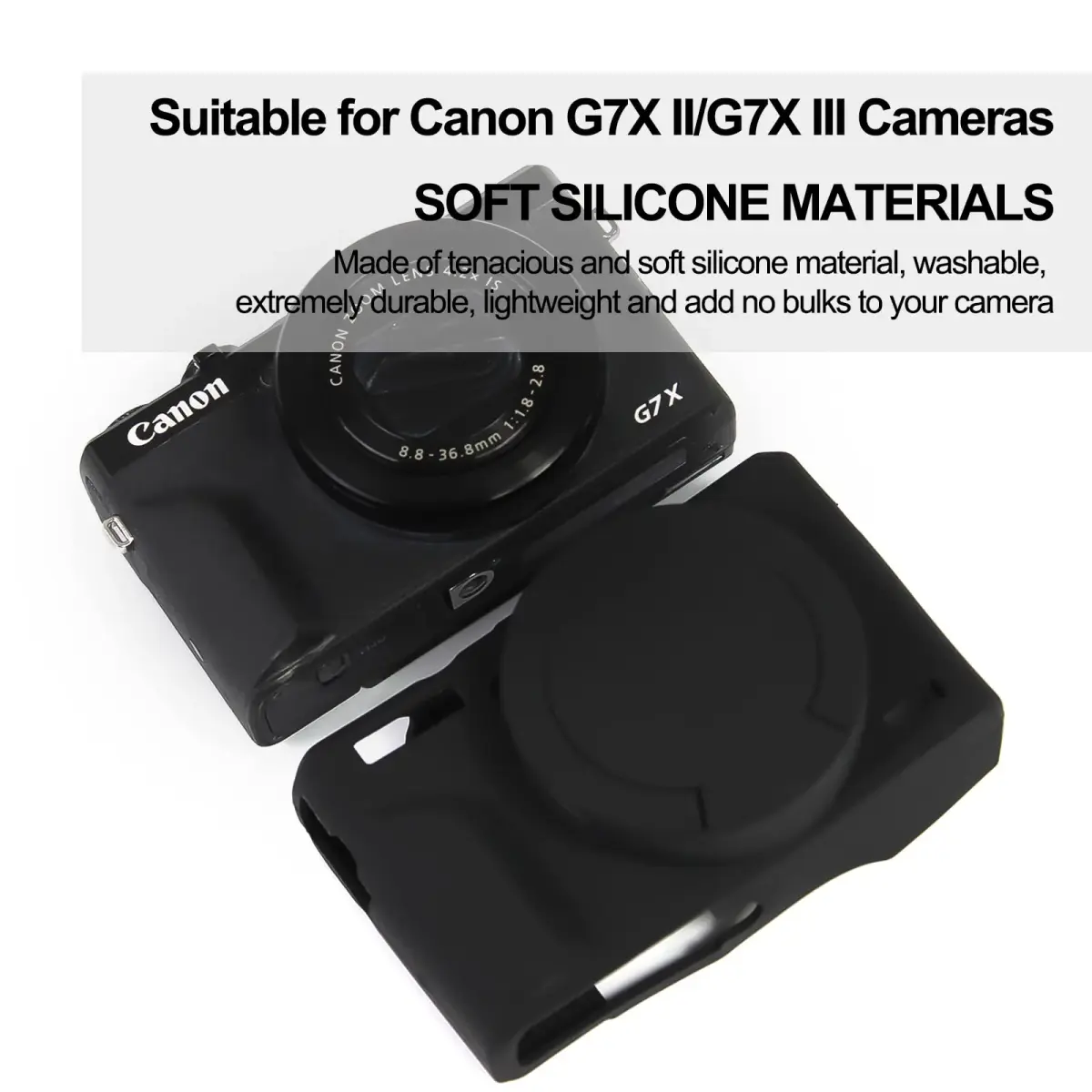 Easy Hood Black Silicone Camera Case for Canon G7X Mark III | Enhanced Grip & Protection - view 2