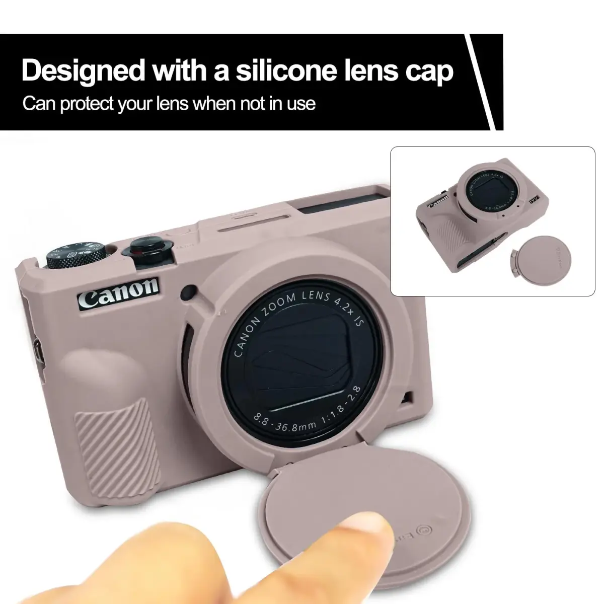 Easy Hood Tiffany Pink Silicone Camera Case for Canon Powershot G7X Mark III | Protects from Dust, Bumps, and Scratches - view 3