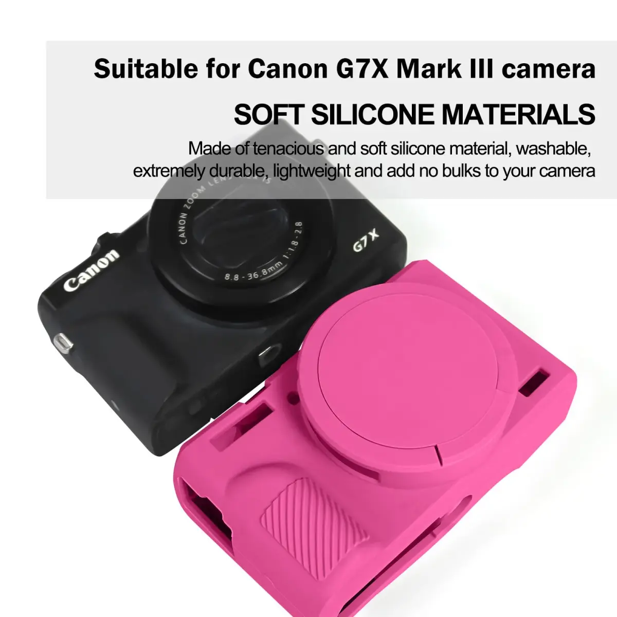Easy Hood Silicone Camera Case for Canon G7X Mark III (Rose) | Enhanced Grip & Shock-Absorbing Protection - view 2