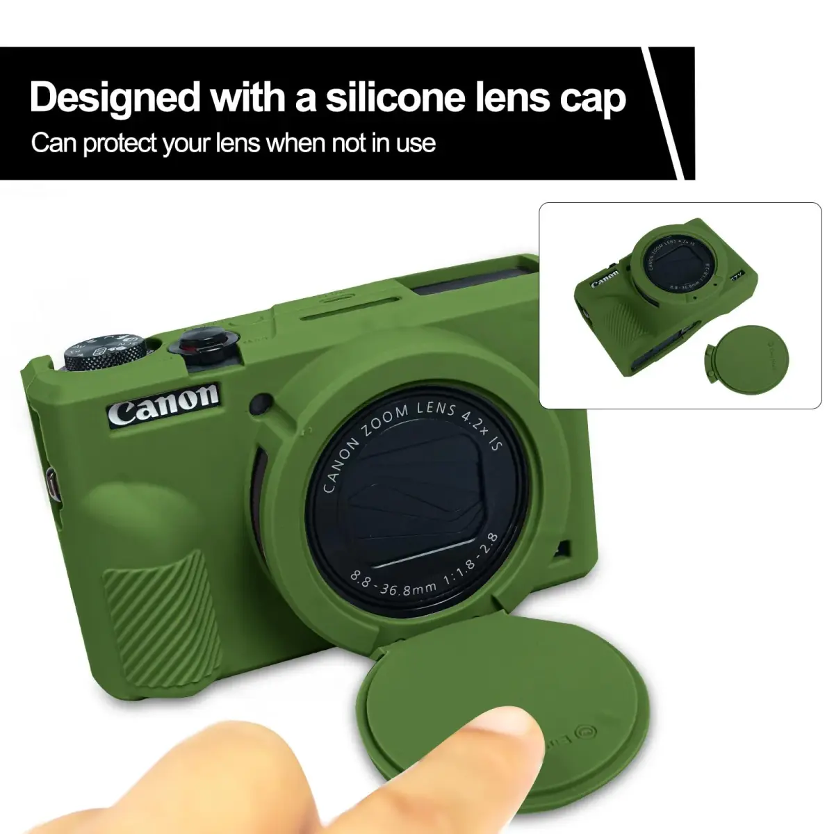 Easy Hood Green Silicone Camera Case for Canon Powershot G7X Mark III | Protects from Dust, Bumps, and Scratches - view 4