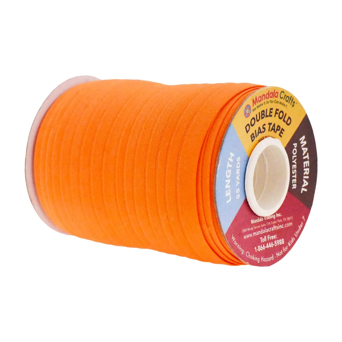 Mandala Crafts Bias Tape 55 Yds 1/2 Inch Orange Double Fold | Sewing Notions for Crafts & Apparel - view 2