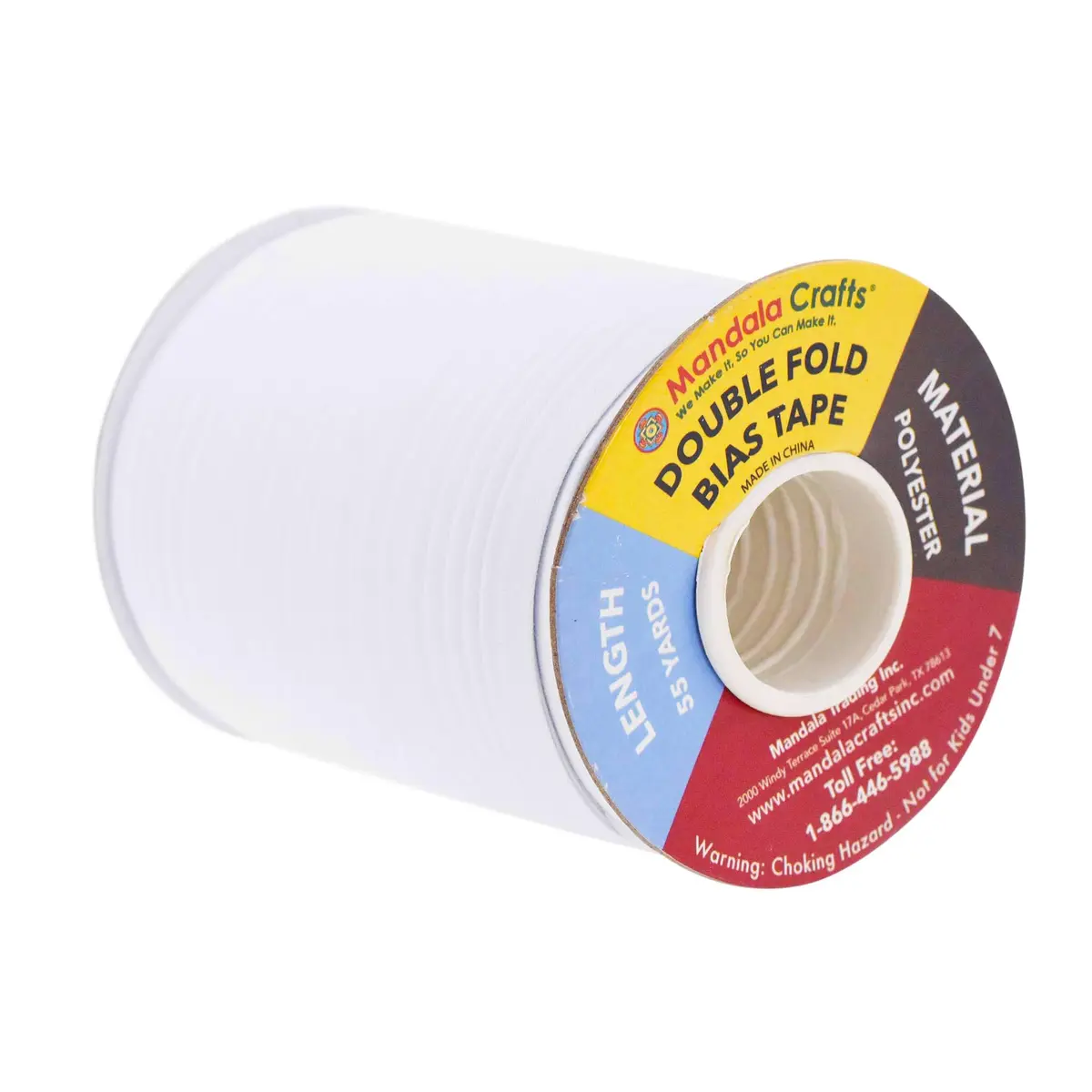 Mandala Crafts White Double Fold Bias Tape 13mm (1/2 Inch) 165 Yds | Professional Sewing Trim for Garments and Crafts - view 2