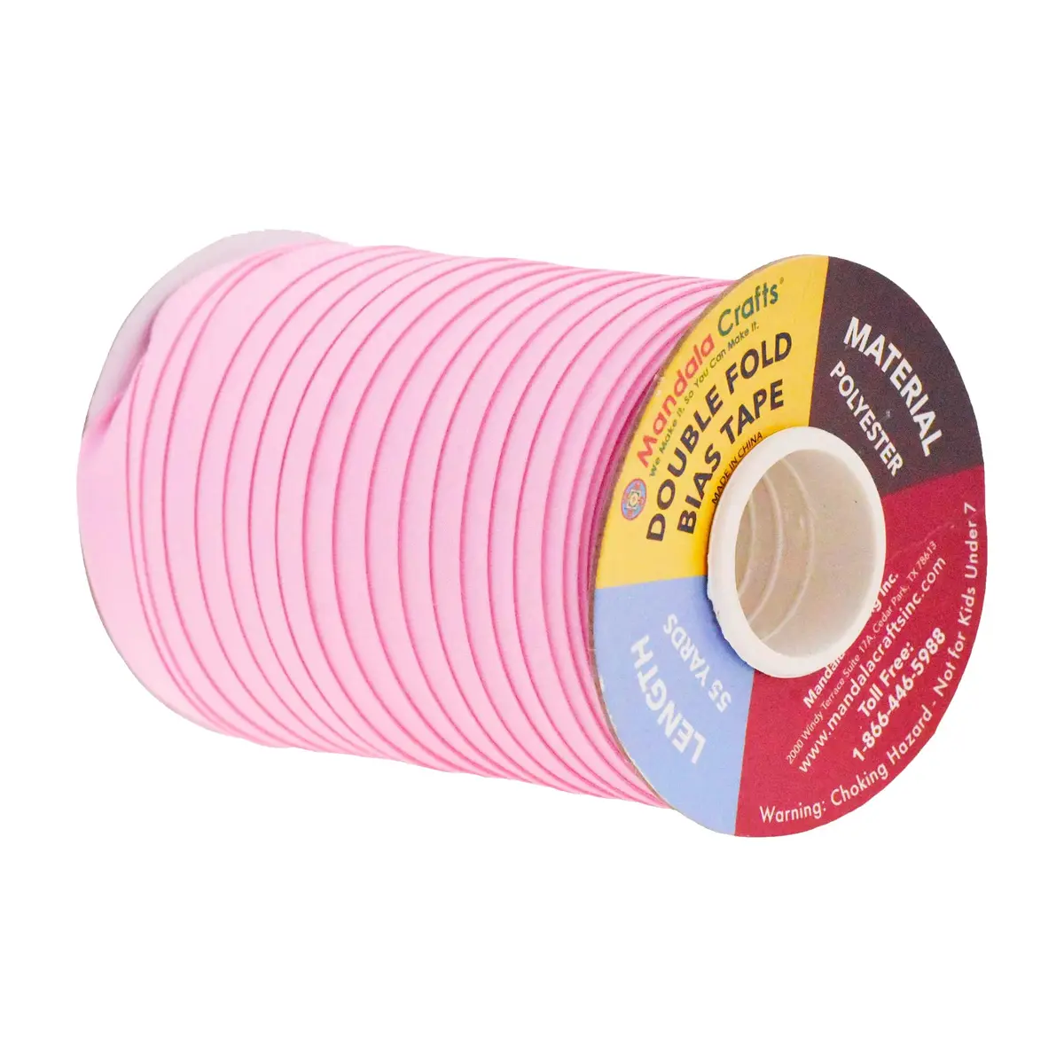 Mandala Crafts Pink Double Fold Bias Tape 13mm (1/2 Inch) 165 Yards | Sewing Trim for Hems & Edging - view 2