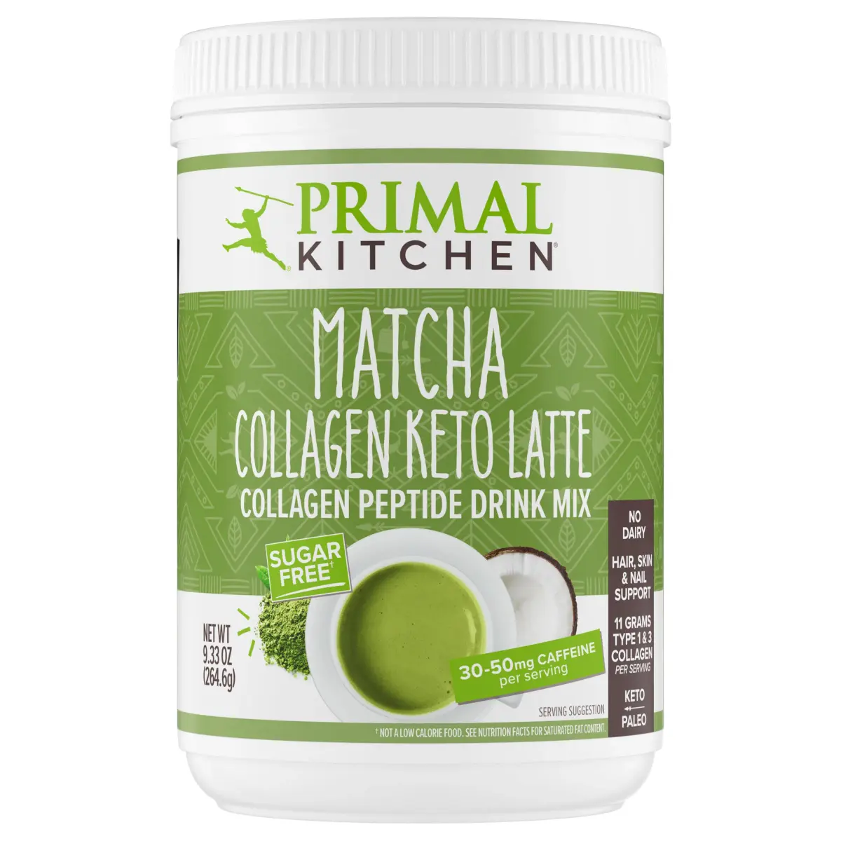 Primal Kitchen Matcha Collagen Keto Latte Powder 265g (9.33 Oz) | Sugar-Free Keto Supplement for Hair, Skin & Nails - main product image