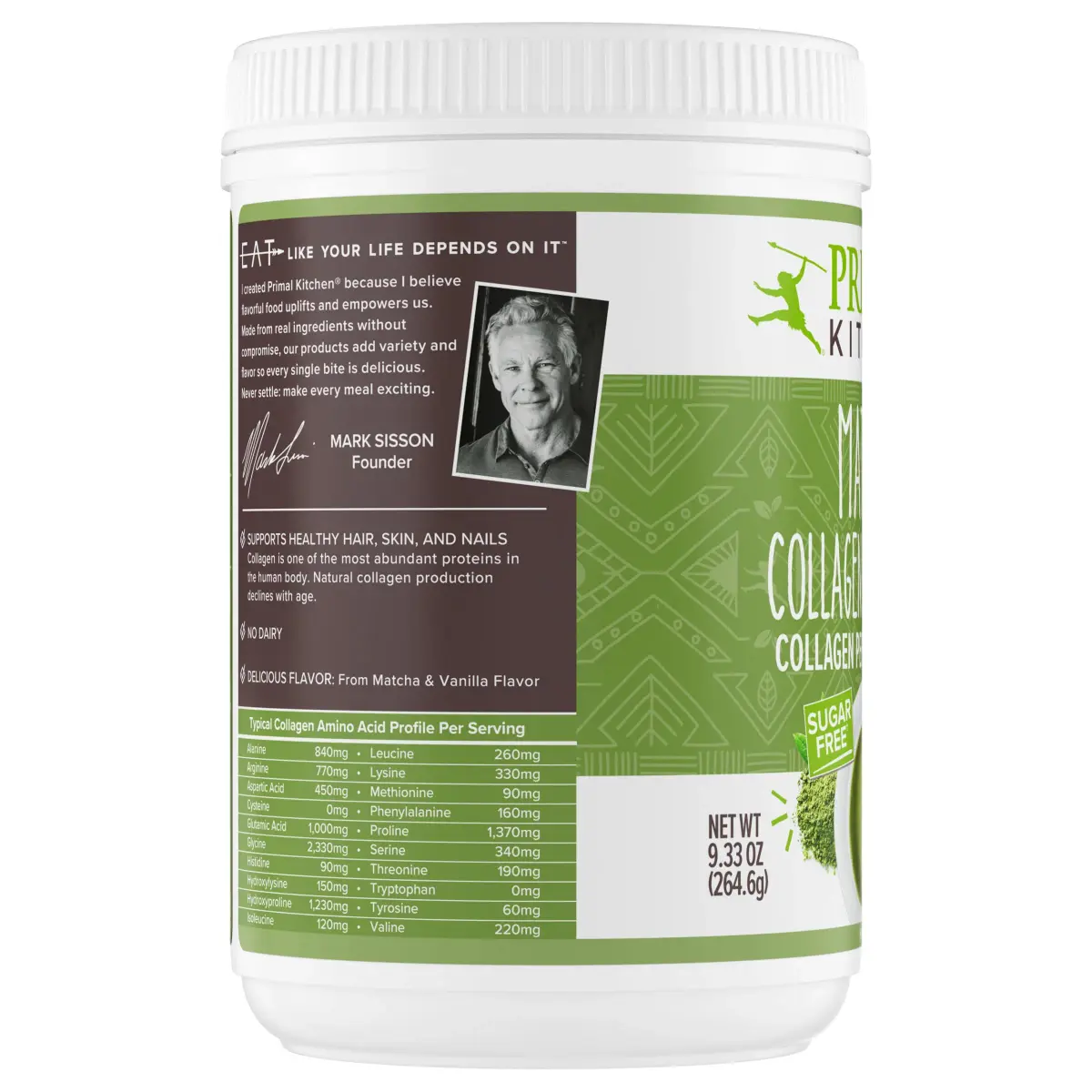 Primal Kitchen Matcha Collagen Keto Latte Powder 265g (9.33 Oz) | Sugar-Free Keto Supplement for Hair, Skin & Nails - view 9