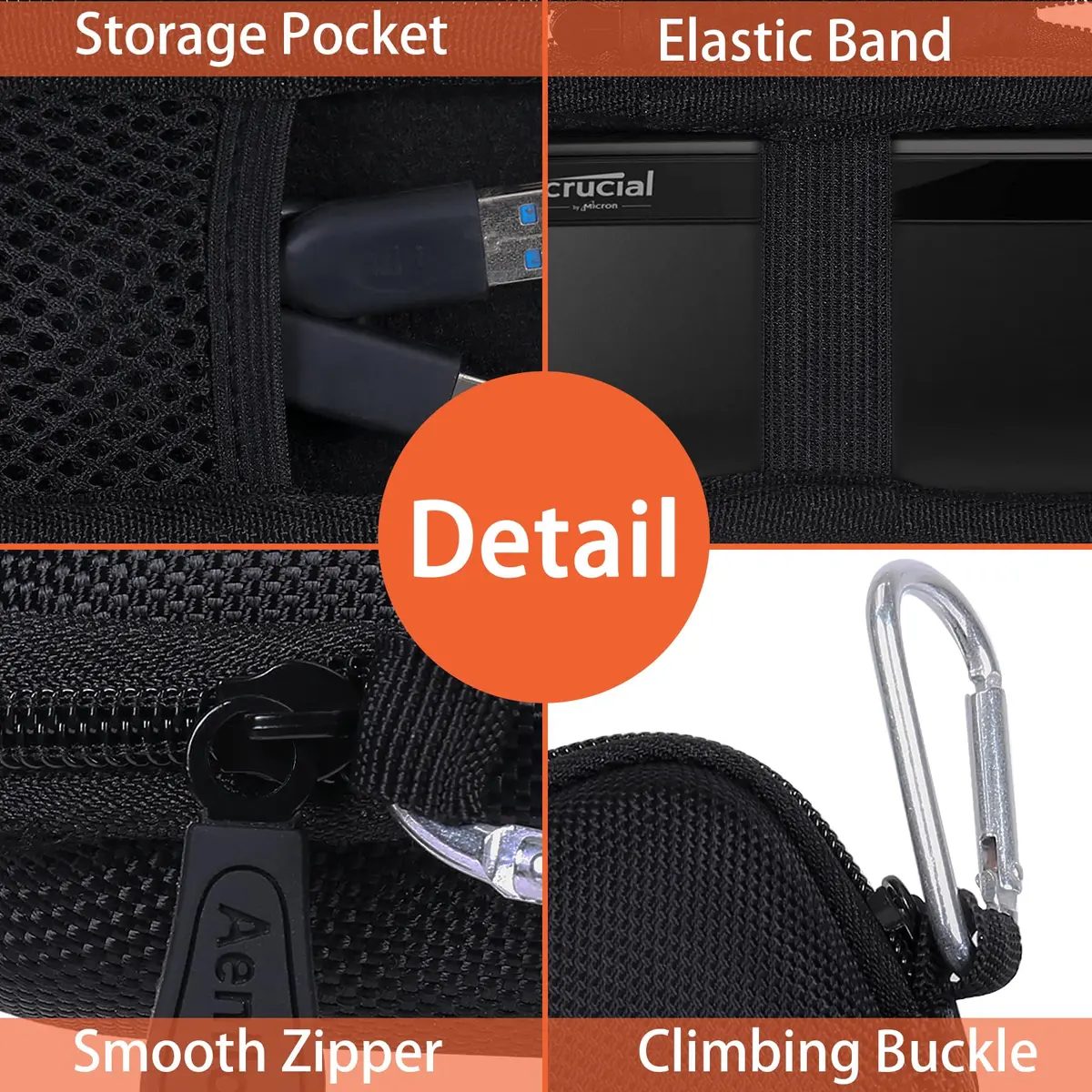 Aenllosi Hard Carrying Case for Crucial X8 SSD 1TB/2TB/4TB/500GB | Shock & Waterproof Protection (120 chars) - view 2