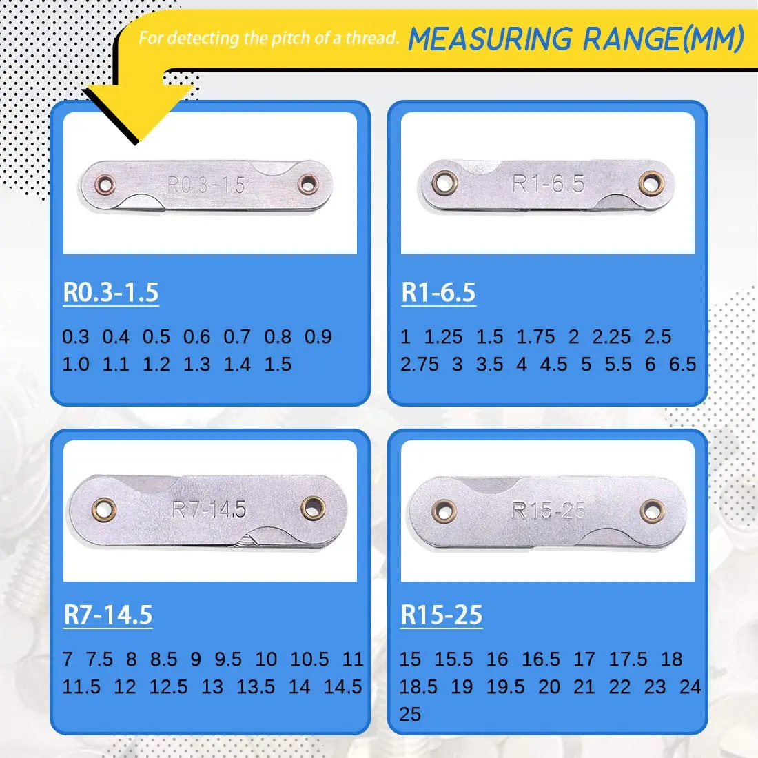Glarks Radius Gauge Set R0.3-25mm (4-Pack) | Precision Measuring Tool for Machinists - view 7