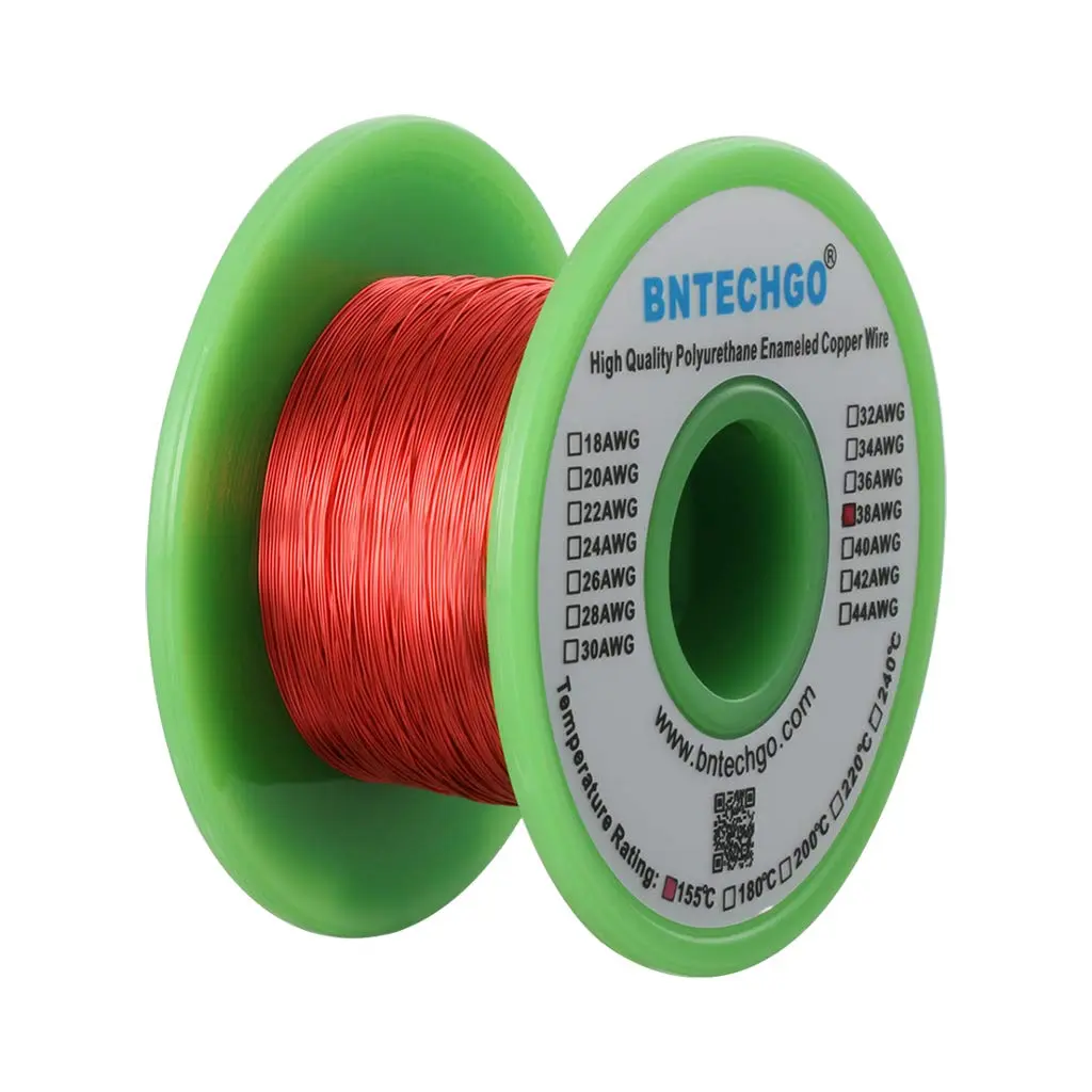 BNTECHGO 38 AWG Magnet Wire 4 oz Red Enameled Copper Wire 0.0039" (0.10mm) | High-Quality Copper Coil for DIY & Engineering - view 2