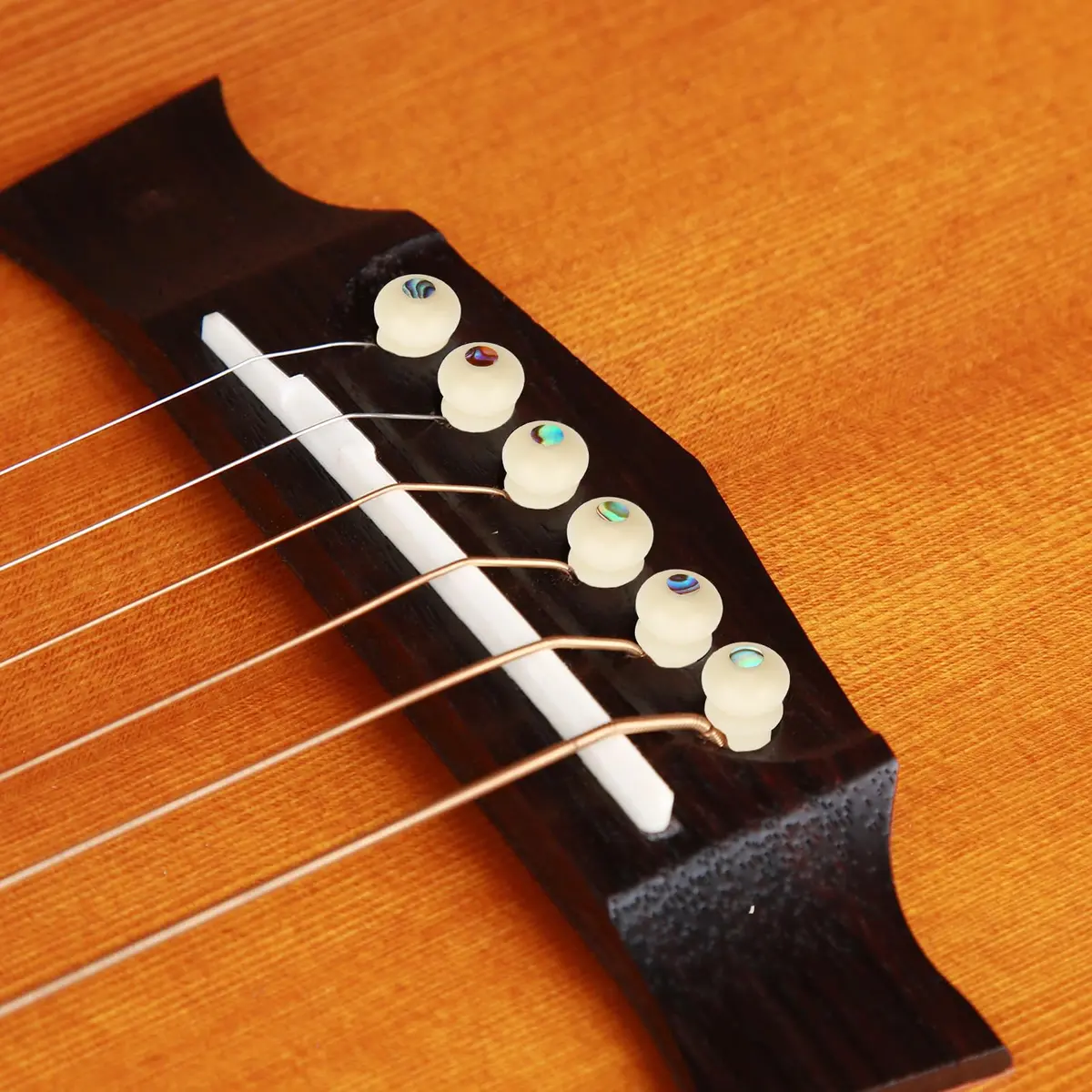Blisstime 6pcs Unbleached Guitar Bone Bridge Pins Natural Bone Color | Improve Tone & Appearance - view 6