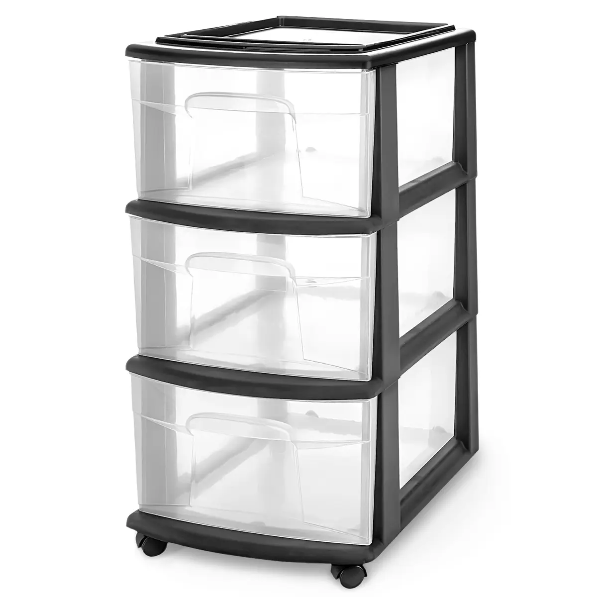 Homz 3 Drawer Plastic Storage Cart Organizer, Clear Drawers, Black Frame | Versatile Home & Office Storage Solution - main product image