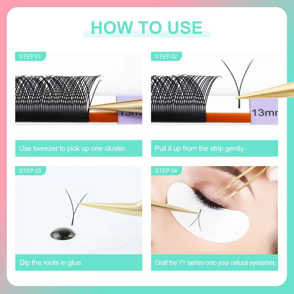 NAGARAKU YY Lash Extensions 0.07 D Curl 8-15mm Mix 4D Premade Fans Faux Mink | Handmade Wispy Volume Lashes for Professional Use - view 8