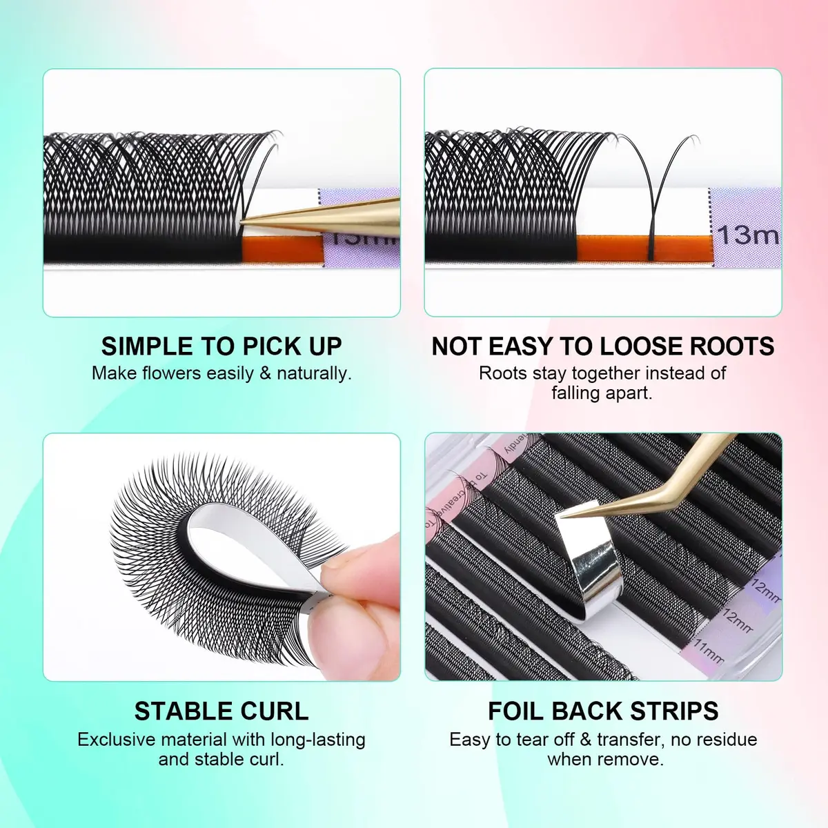 NAGARAKU YY Lash Extensions 0.07 D Curl 8-15mm Mix 4D Premade Fans Faux Mink | Handmade Wispy Volume Lashes for Professional Use - view 4