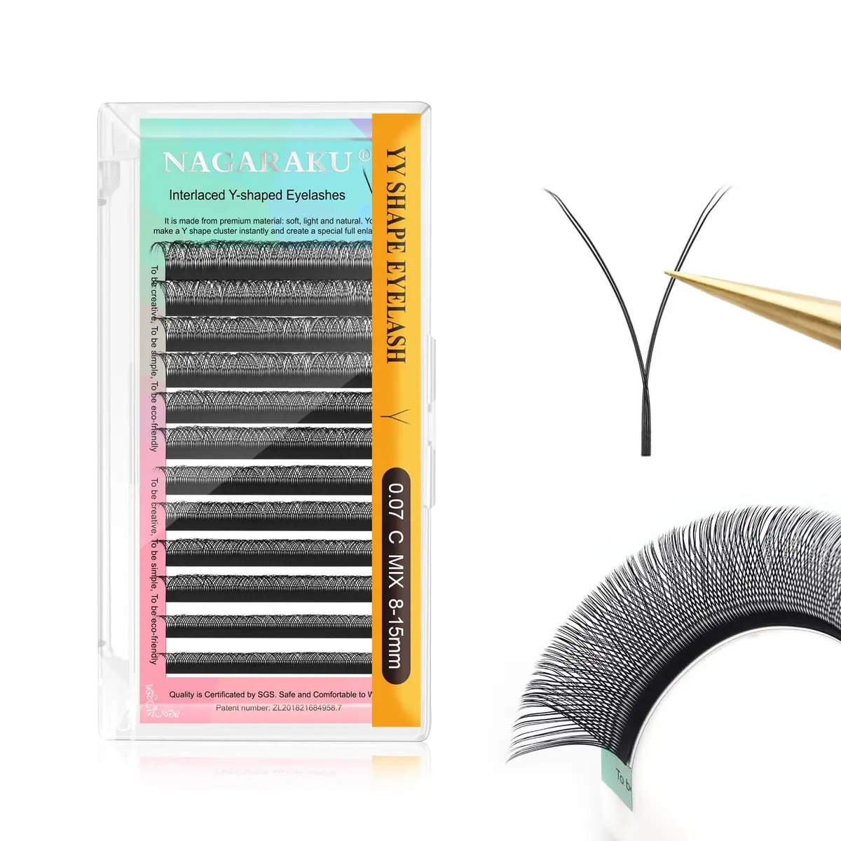 NAGARAKU YY Lash Extensions 0.07 C Curl 8-15mm Mix | Premade 4D Russian Volume Fans - main product image